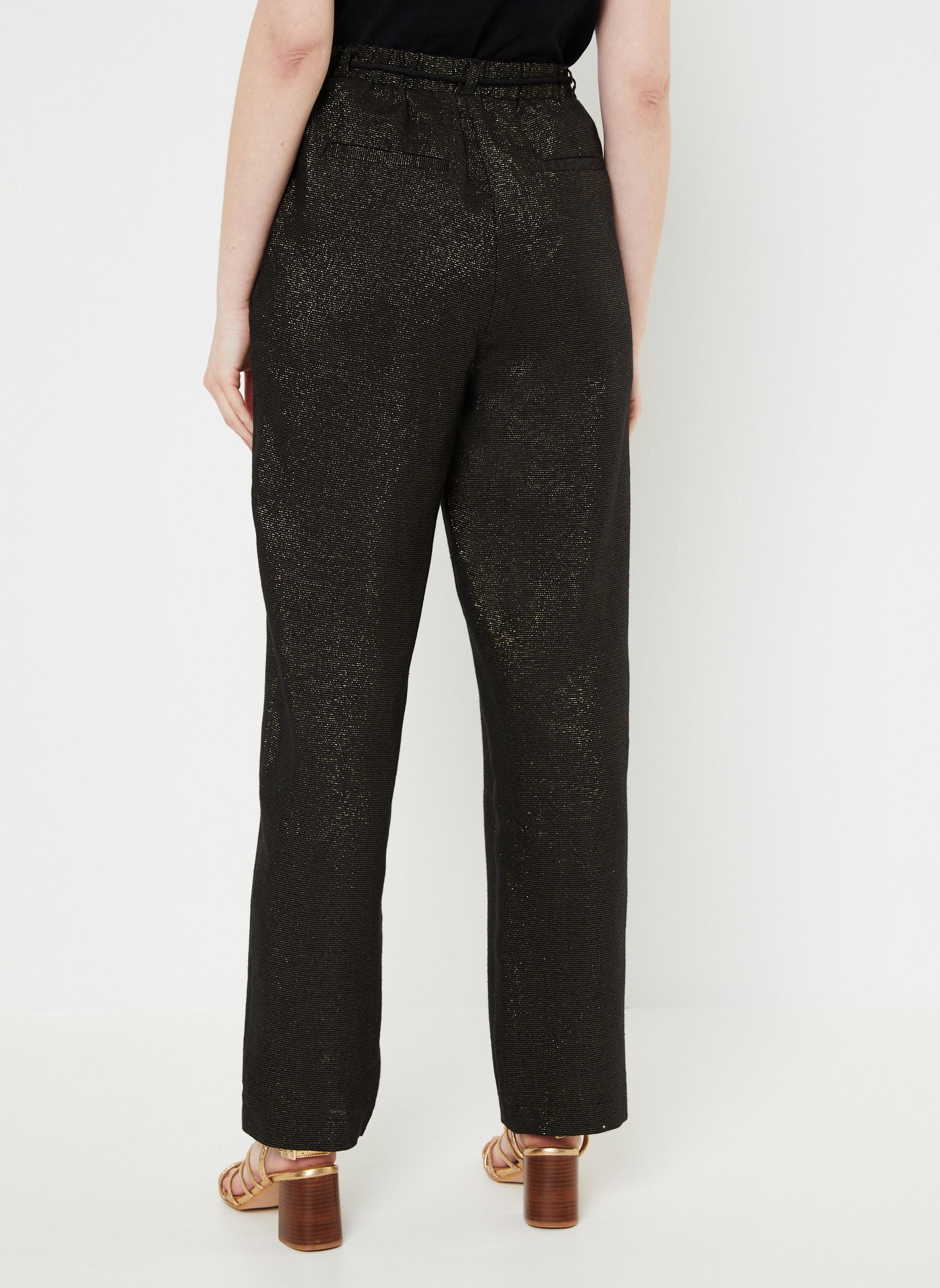 Noisy May linen mix loose cargo pants in yellow stripe