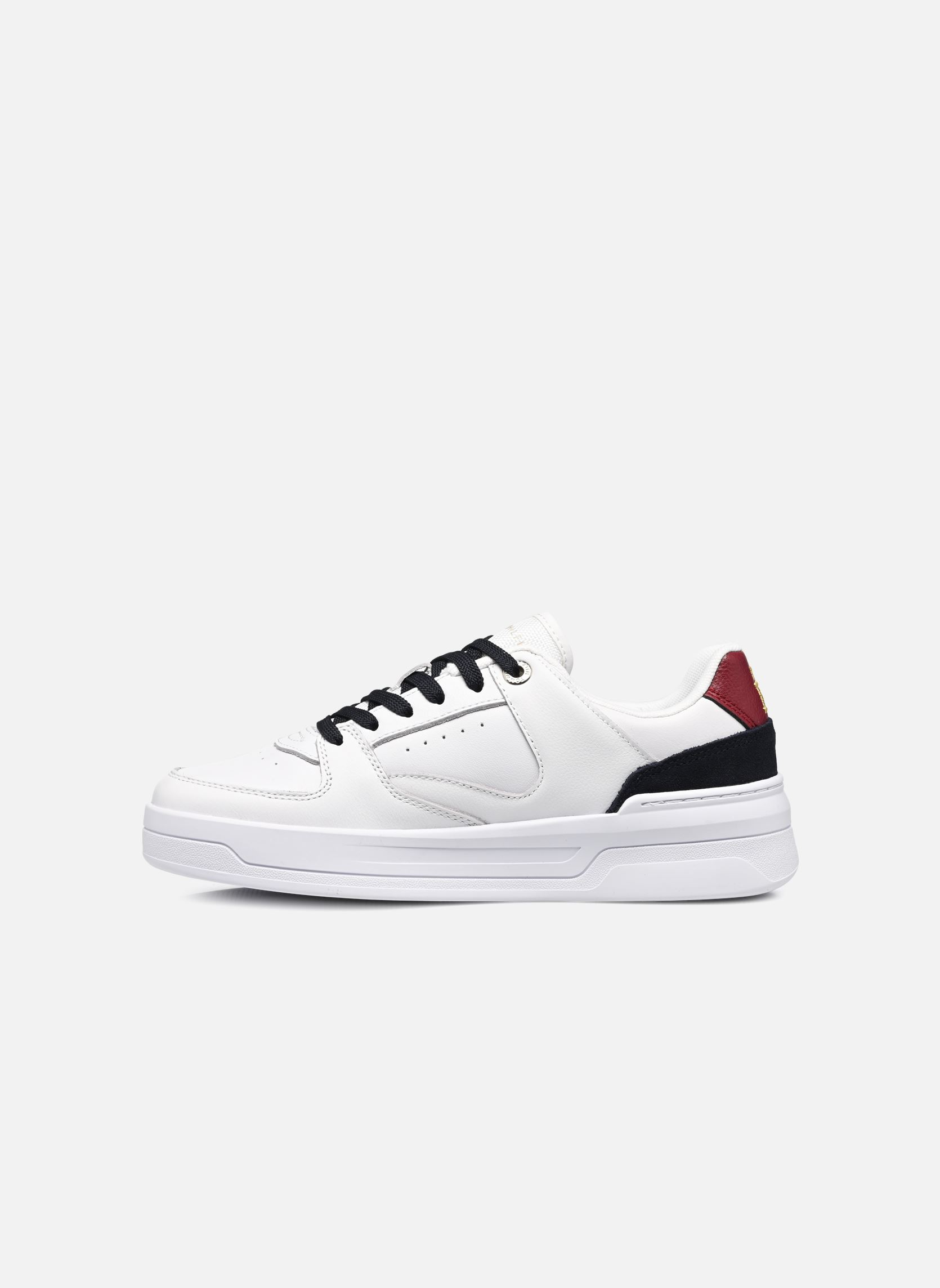 Niedrige Sneaker LEATHER BASKET SNEAKER damen weiß Tommy Hilfiger Niedrige Sneaker LEATHER BASKET SNEAKER damen weiß WHITE/RWB