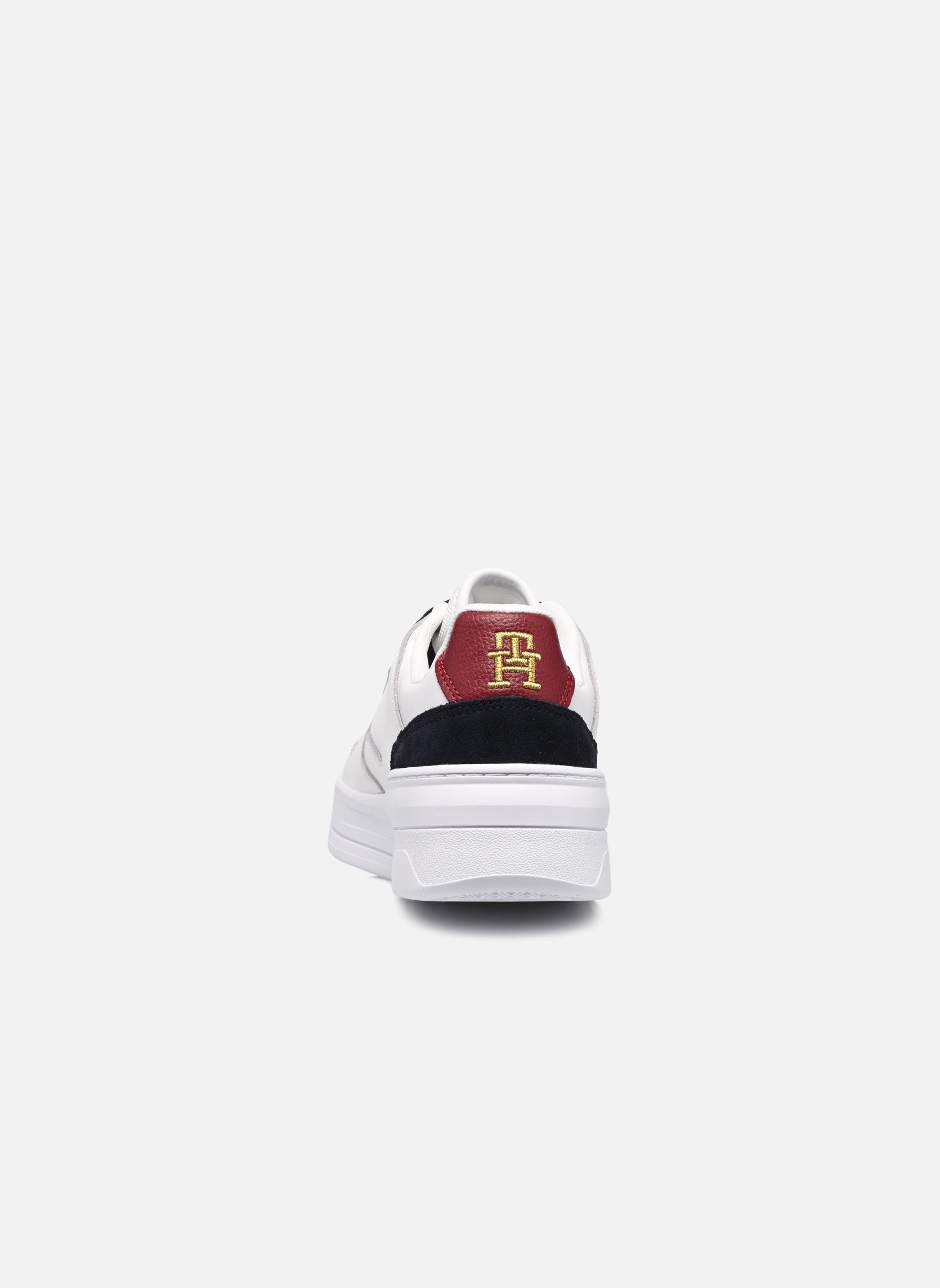 Niedrige Sneaker LEATHER BASKET SNEAKER damen weiß Tommy Hilfiger Niedrige Sneaker LEATHER BASKET SNEAKER damen weiß WHITE/RWB