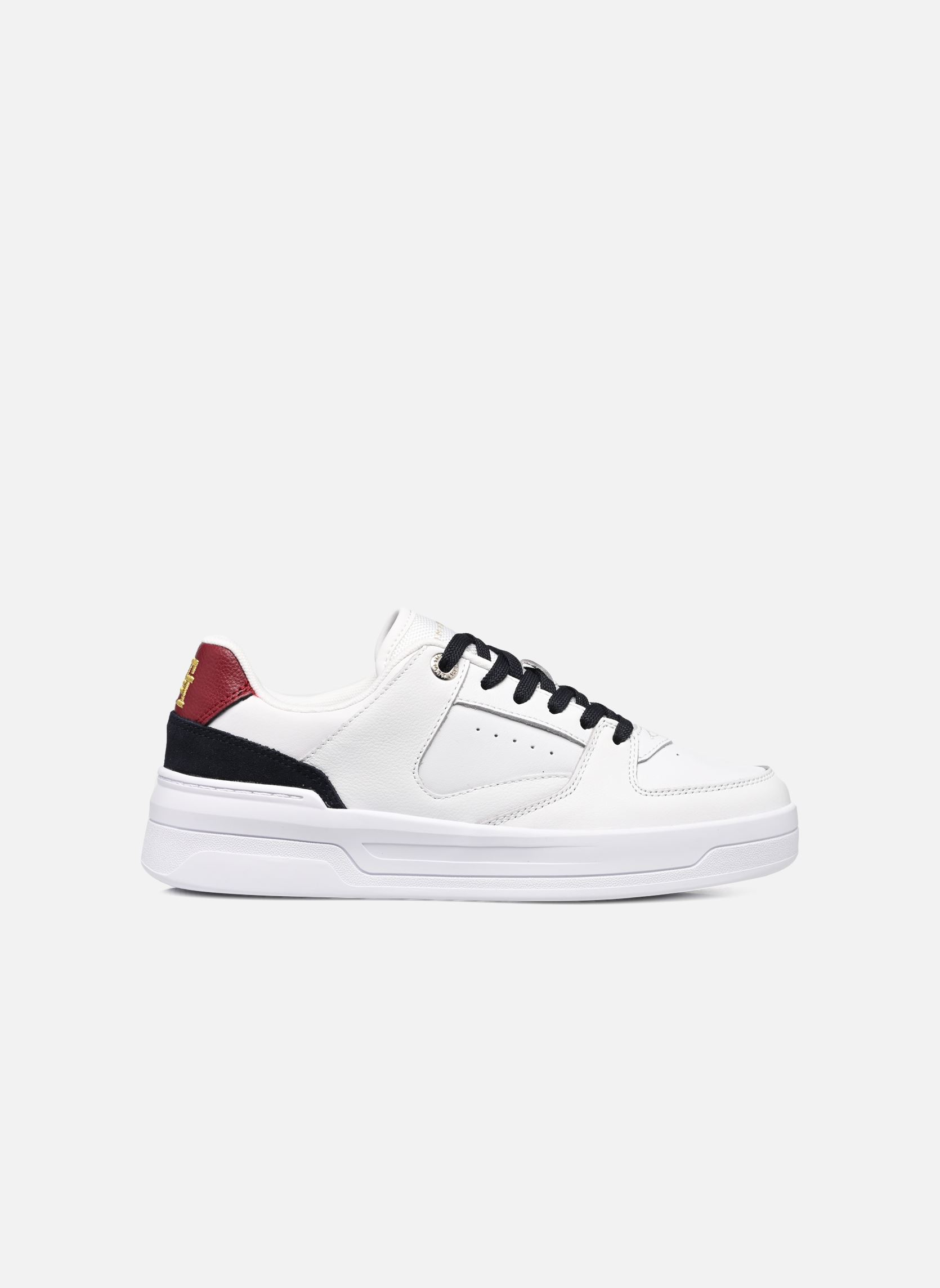 Niedrige Sneaker LEATHER BASKET SNEAKER damen weiß Tommy Hilfiger Niedrige Sneaker LEATHER BASKET SNEAKER damen weiß WHITE/RWB