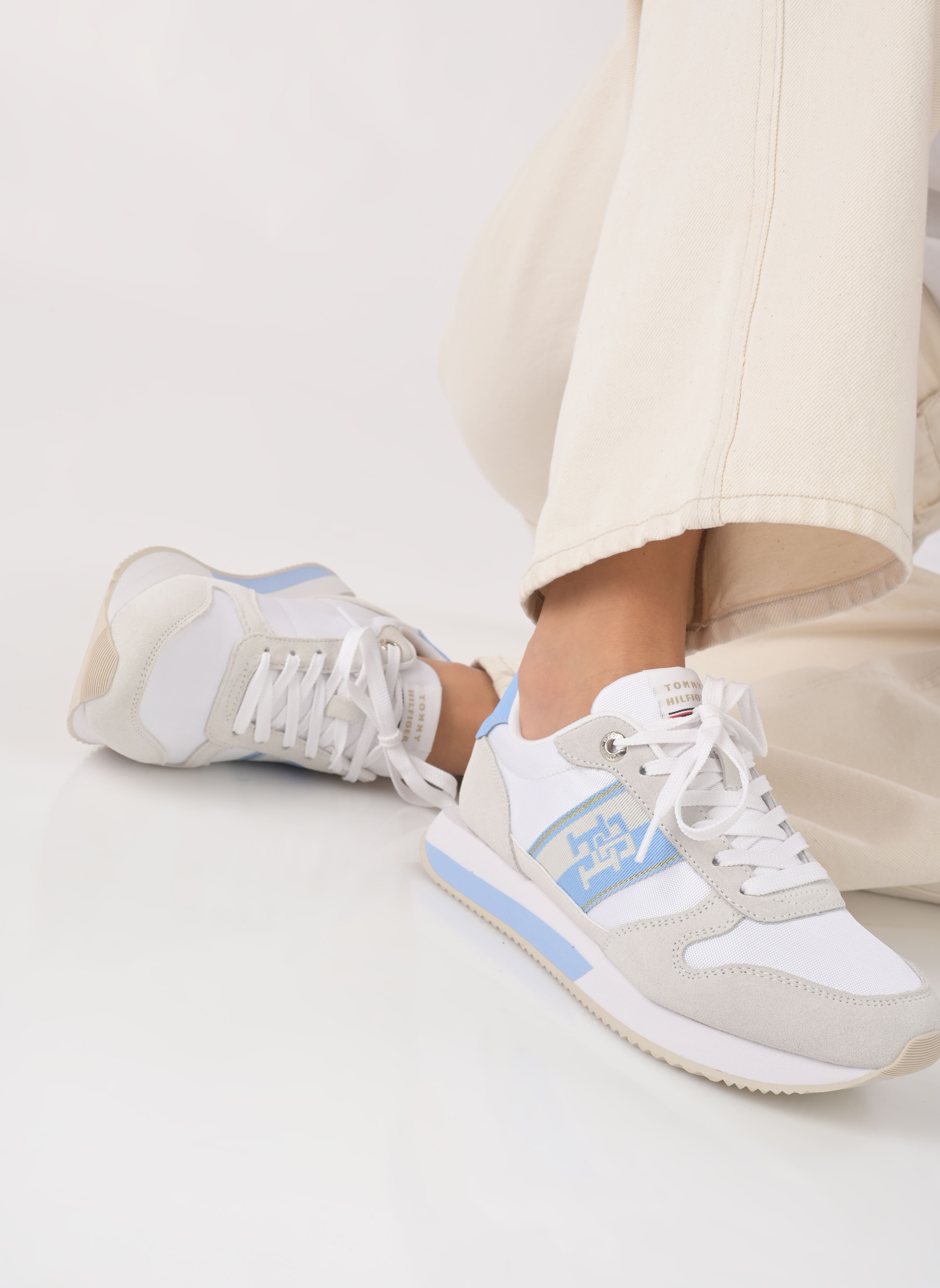 Niedrige Sneaker RUNNER WITH TH WEBBING damen blau Tommy Hilfiger Niedrige Sneaker RUNNER WITH TH WEBBING damen blau VESSEL BLUE