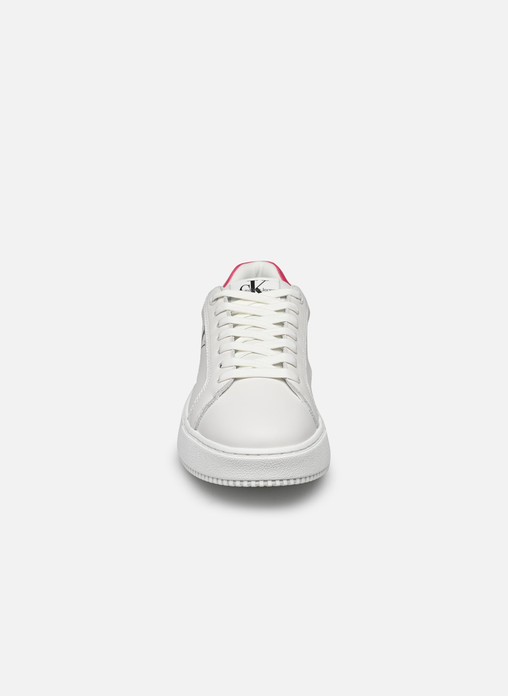 Niedrige Sneaker CHUNKY CUPSOLE LACEUP MON LTH WN damen weiß Calvin Klein Niedrige Sneaker CHUNKY CUPSOLE LACEUP MON LTH WN damen weiß WHITE/RASPBERRY SORBET