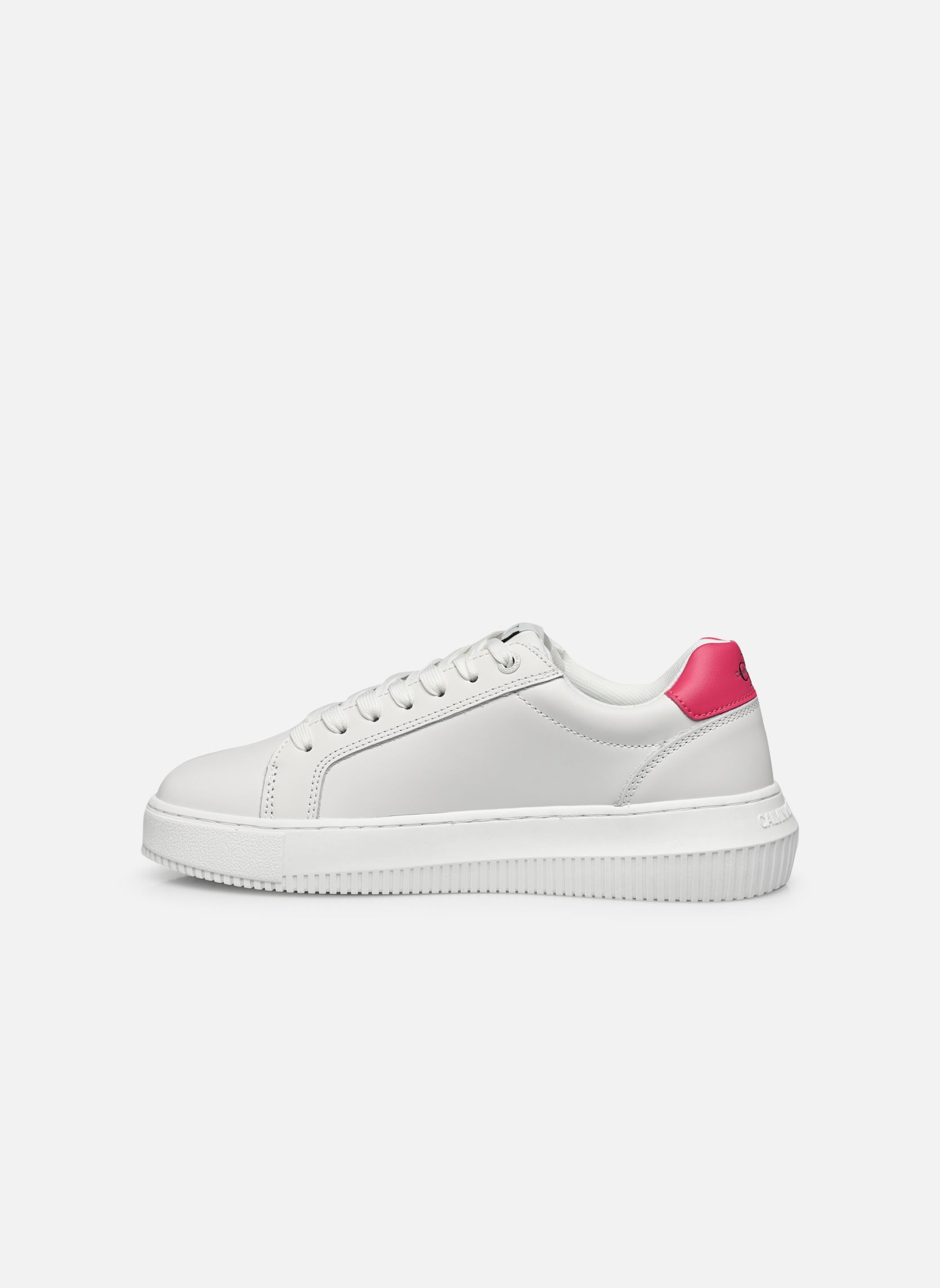 Niedrige Sneaker CHUNKY CUPSOLE LACEUP MON LTH WN damen weiß Calvin Klein Niedrige Sneaker CHUNKY CUPSOLE LACEUP MON LTH WN damen weiß WHITE/RASPBERRY SORBET