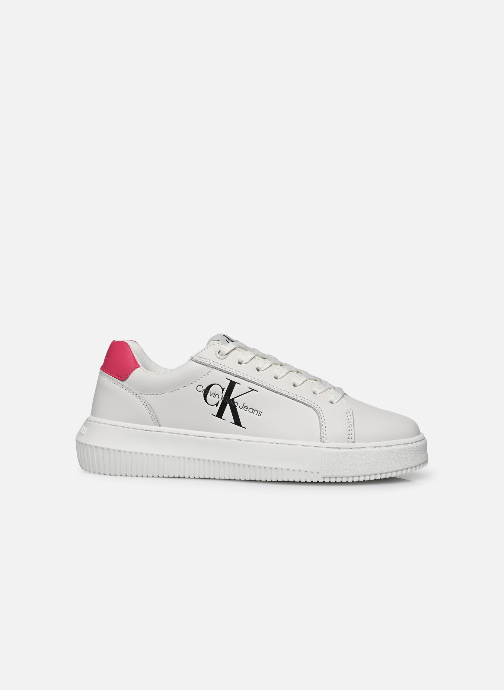 Niedrige Sneaker CHUNKY CUPSOLE LACEUP MON LTH WN damen weiß Calvin Klein Niedrige Sneaker CHUNKY CUPSOLE LACEUP MON LTH WN damen weiß WHITE/RASPBERRY SORBET