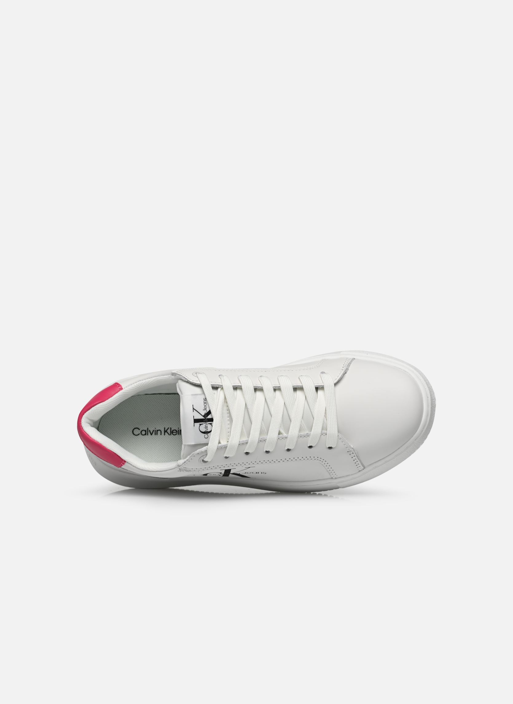 Niedrige Sneaker CHUNKY CUPSOLE LACEUP MON LTH WN damen weiß Calvin Klein Niedrige Sneaker CHUNKY CUPSOLE LACEUP MON LTH WN damen weiß WHITE/RASPBERRY SORBET