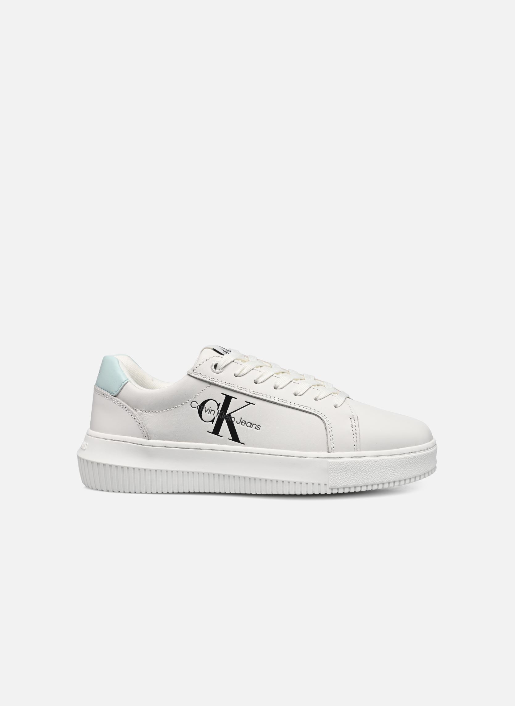 Baskets basses CHUNKY CUPSOLE LACEUP MON LTH WN femme blanc Calvin Klein Baskets basses CHUNKY CUPSOLE LACEUP MON LTH WN femme blanc WHITE/SPROUT GREEN