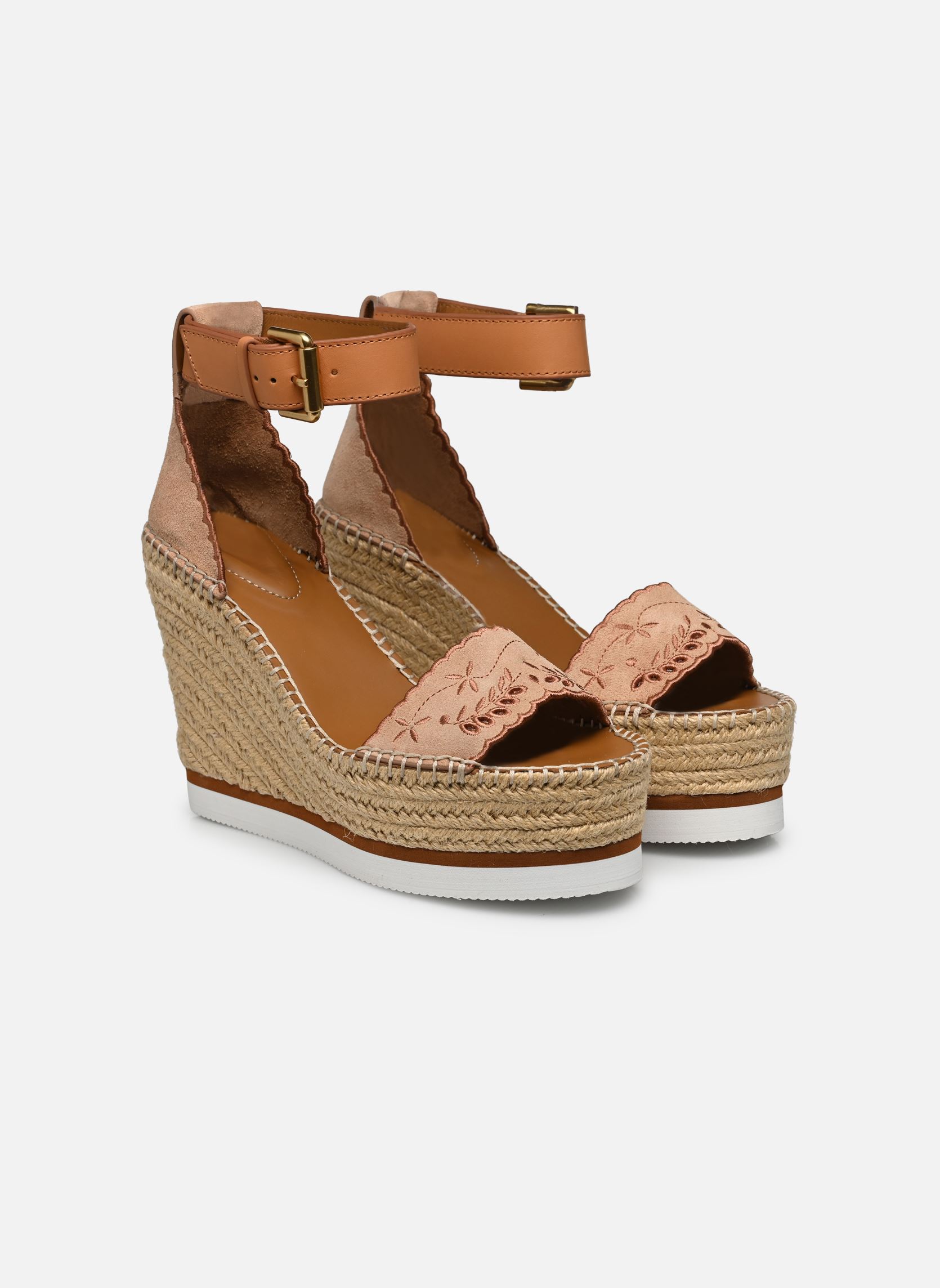 Espadrilles compensées et plateformes Glyn Embroidery High femme marron See by Chloé Espadrilles compensées et plateformes Glyn Embroidery High femme marron NUDE