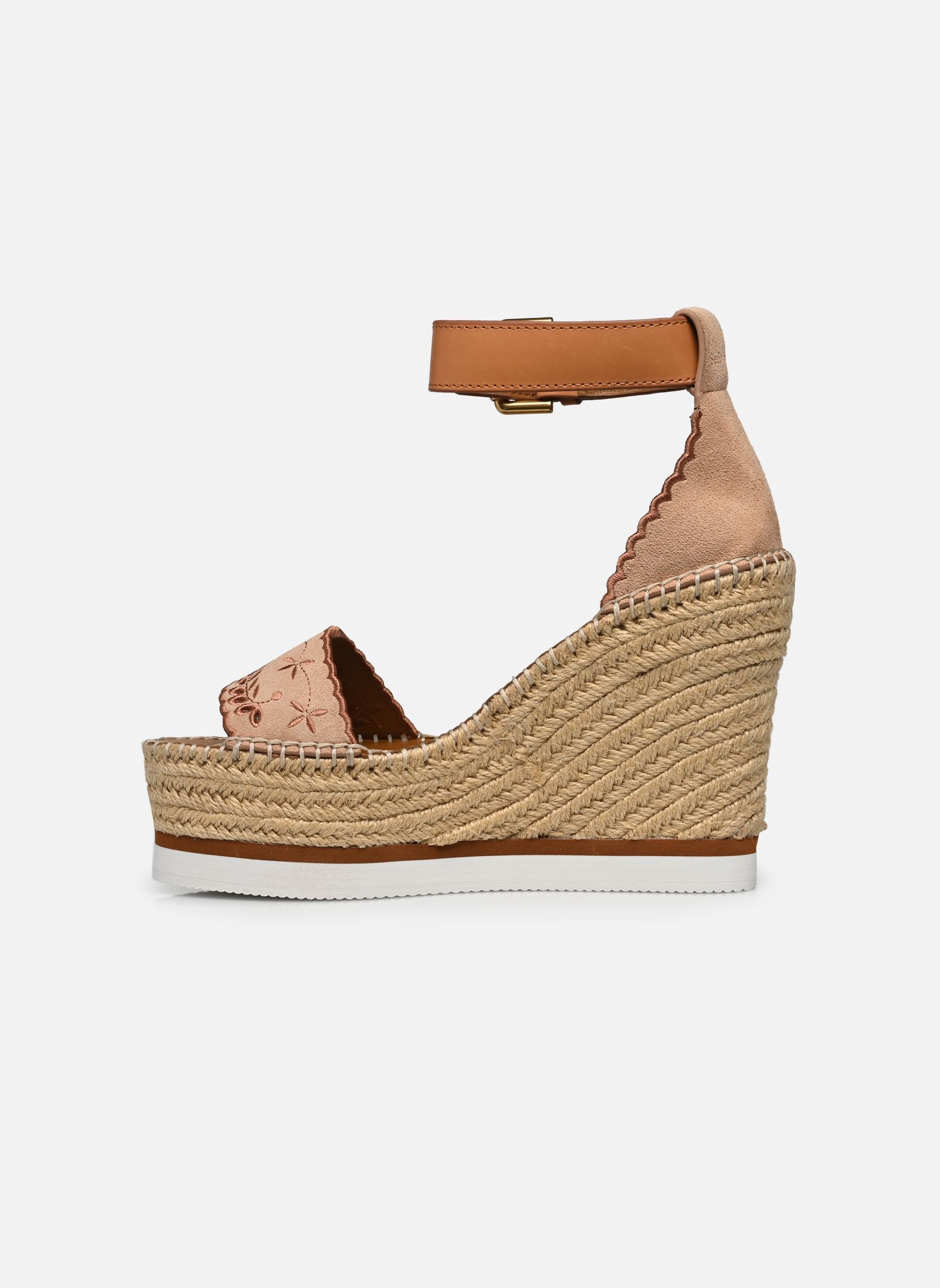 Espadrilles compensées et plateformes Glyn Embroidery High femme marron See by Chloé Espadrilles compensées et plateformes Glyn Embroidery High femme marron NUDE