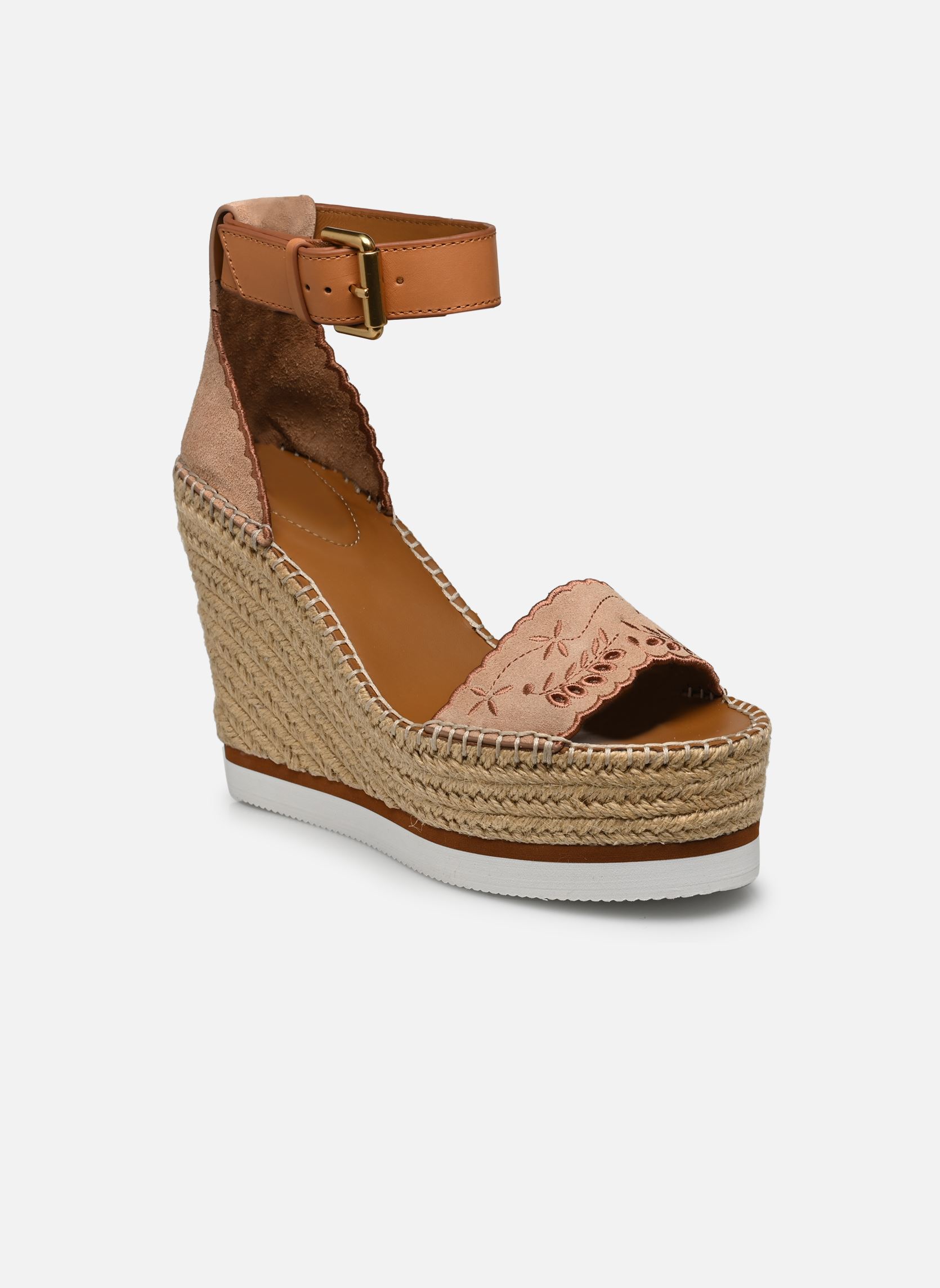 Espadrilles compensées et plateformes Glyn Embroidery High femme marron See by Chloé Espadrilles compensées et plateformes Glyn Embroidery High femme marron NUDE