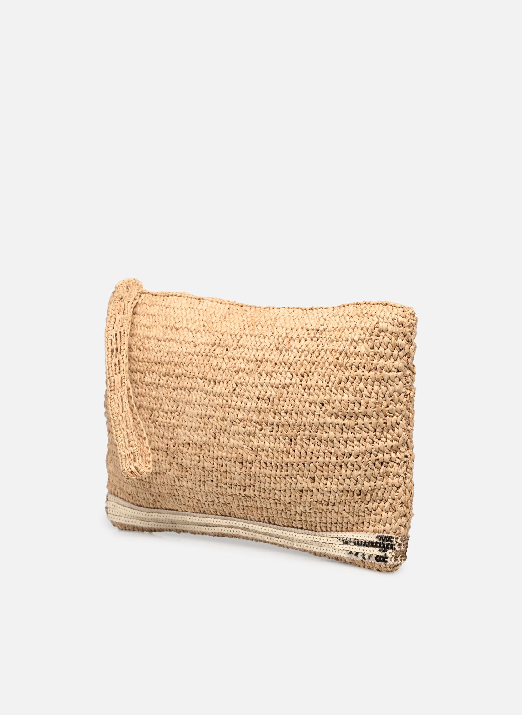 Clutches Pochette Plate Zippee Raphia Et Paillett dames goud en brons Vanessa Bruno Clutches Pochette Plate Zippee Raphia Et Paillett dames goud en brons OR