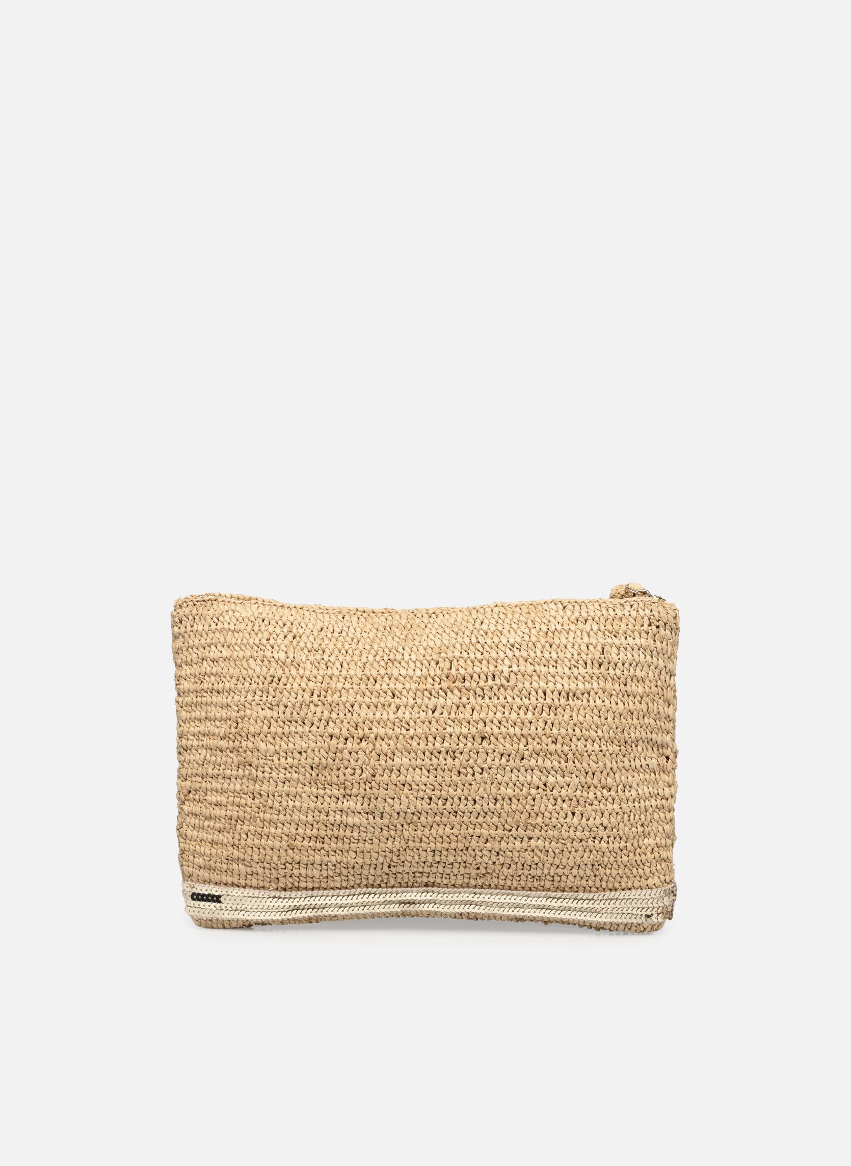 Clutches Pochette Plate Zippee Raphia Et Paillett dames goud en brons Vanessa Bruno Clutches Pochette Plate Zippee Raphia Et Paillett dames goud en brons OR