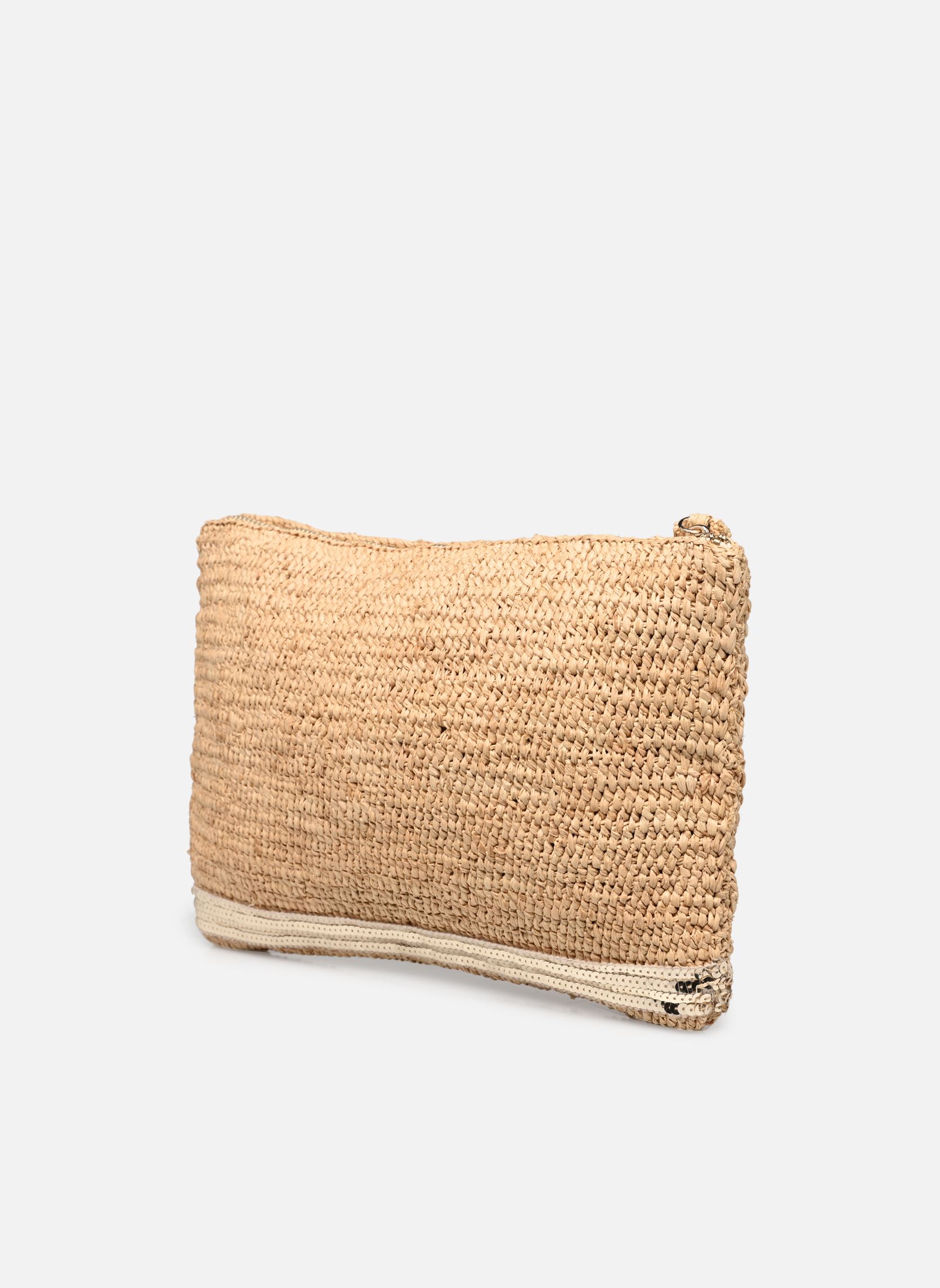 Clutches Pochette Plate Zippee Raphia Et Paillett dames goud en brons Vanessa Bruno Clutches Pochette Plate Zippee Raphia Et Paillett dames goud en brons OR