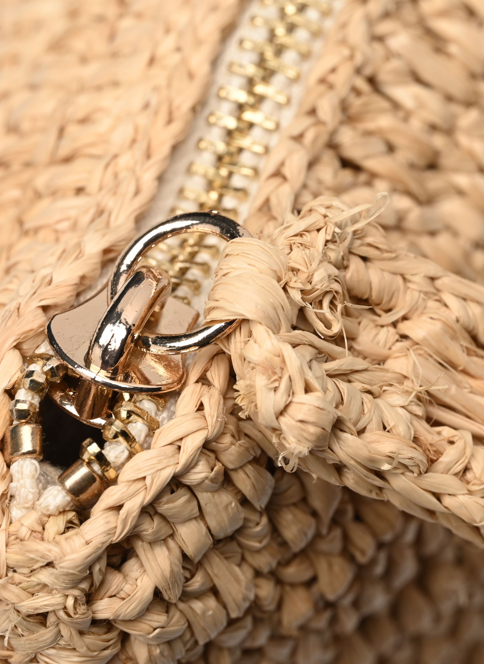 Clutches Pochette Plate Zippee Raphia Et Paillett dames goud en brons Vanessa Bruno Clutches Pochette Plate Zippee Raphia Et Paillett dames goud en brons OR