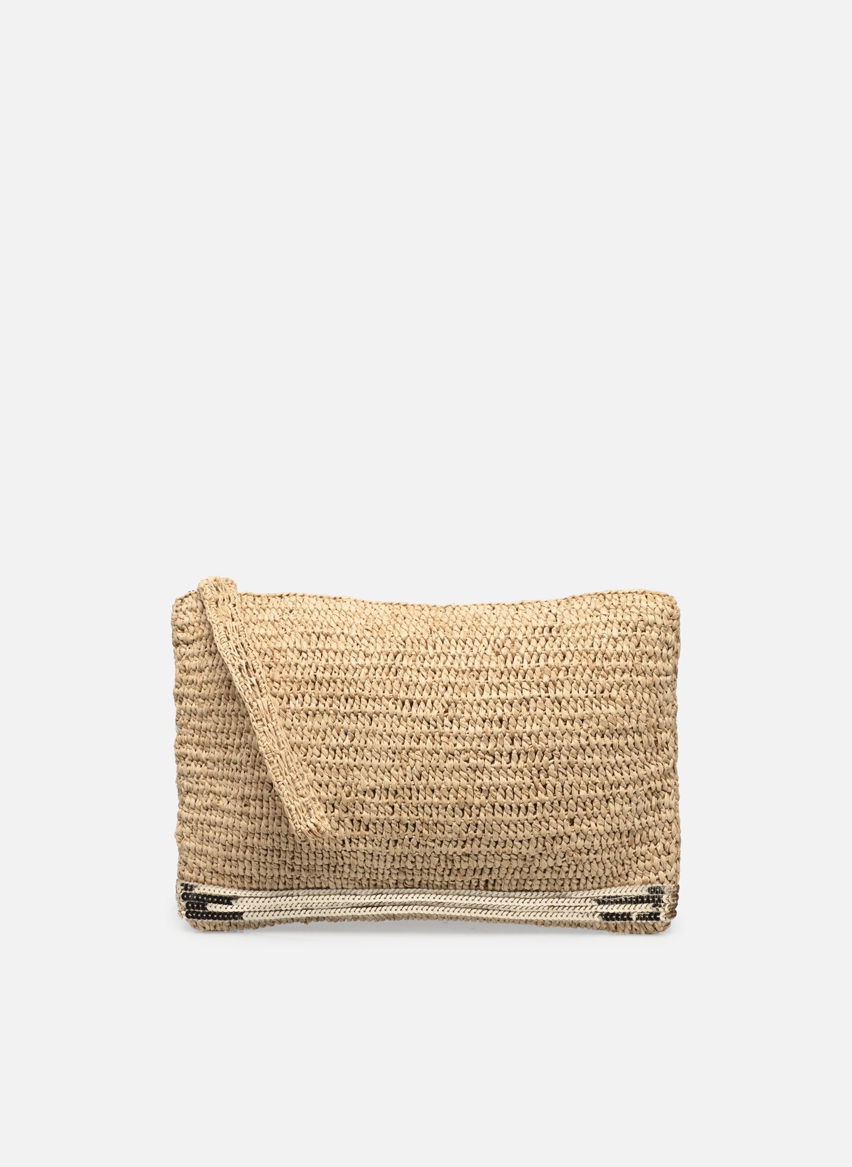Clutches Pochette Plate Zippee Raphia Et Paillett dames goud en brons Vanessa Bruno Clutches Pochette Plate Zippee Raphia Et Paillett dames goud en brons OR