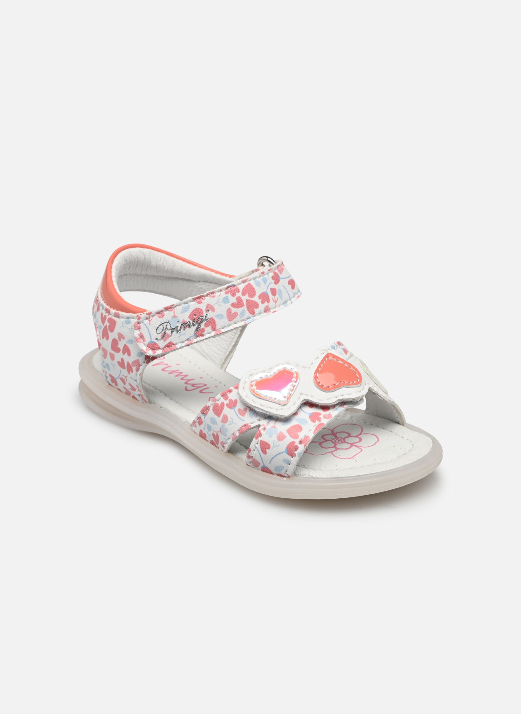 Sandales PJW 39092 fille blanc Primigi Sandales PJW 39092 fille blanc BLANC / CORAIL