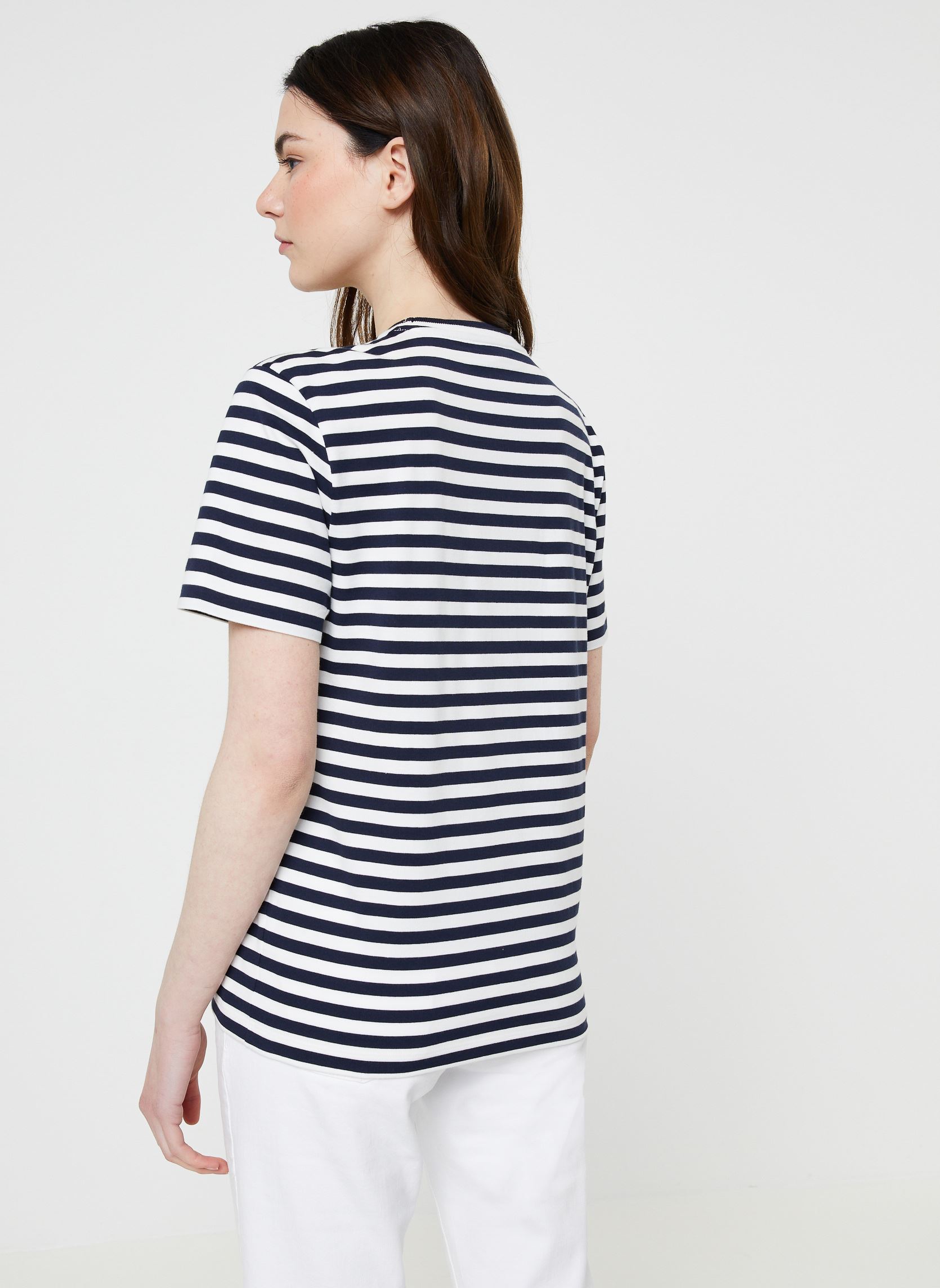 Tee-shirts Tee-Shirt femme bleu Lacoste Tee-shirts Tee-Shirt femme bleu HHW MARINE/FARINE