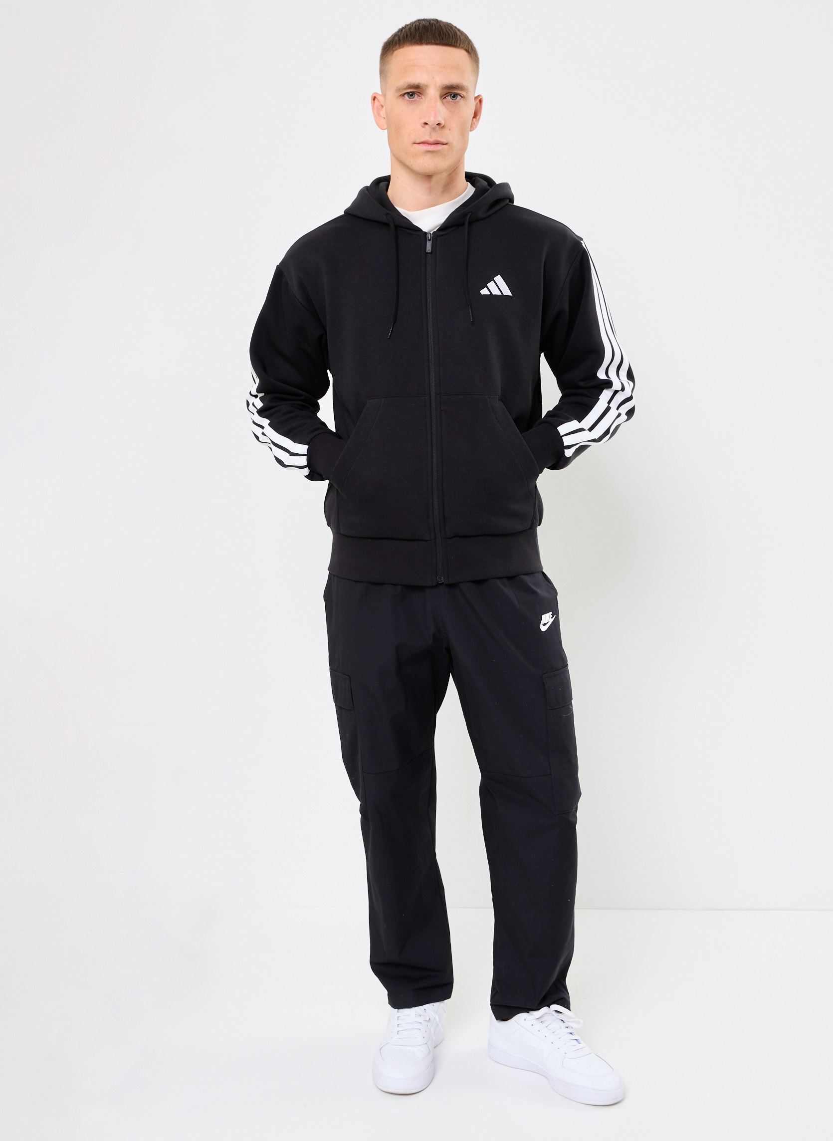 Sweats zippés M 3S FL FZ HD homme noir adidas sportswear Sweats zippés M 3S FL FZ HD homme noir BLACK/WHITE