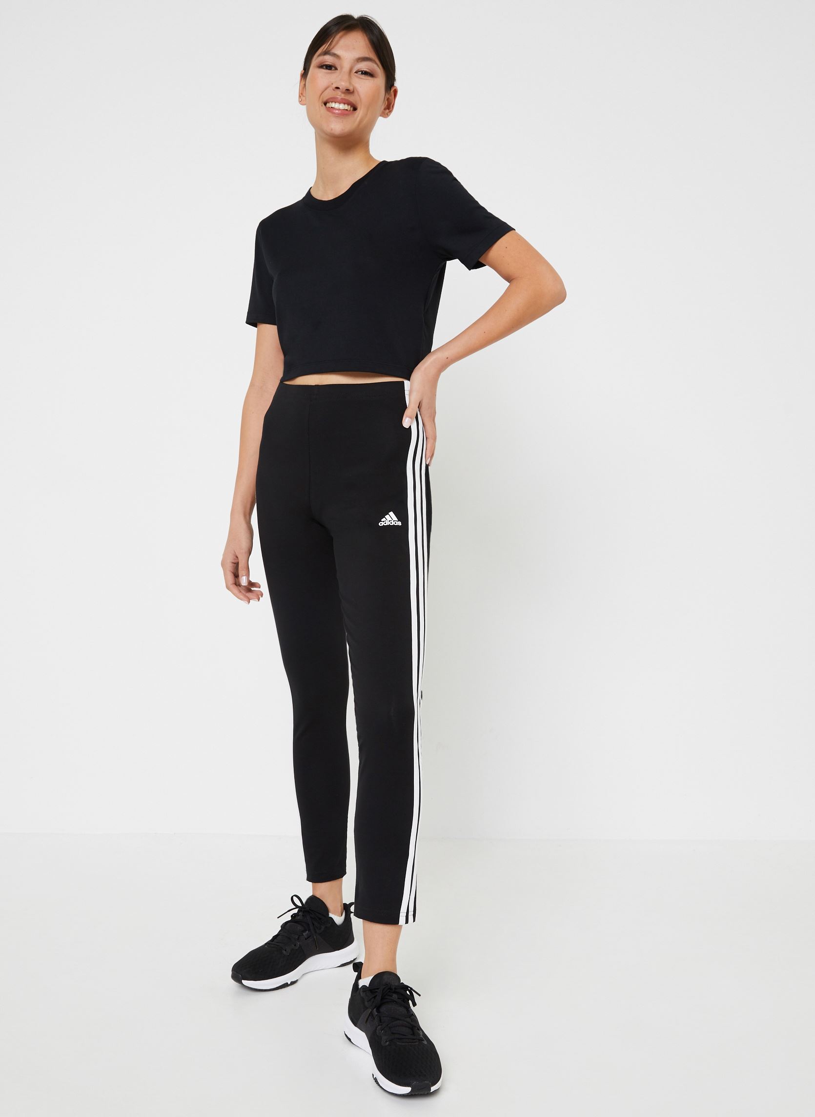 Leggings W 3S Hw Lg femme noir adidas sportswear Leggings W 3S Hw Lg femme noir Black/white