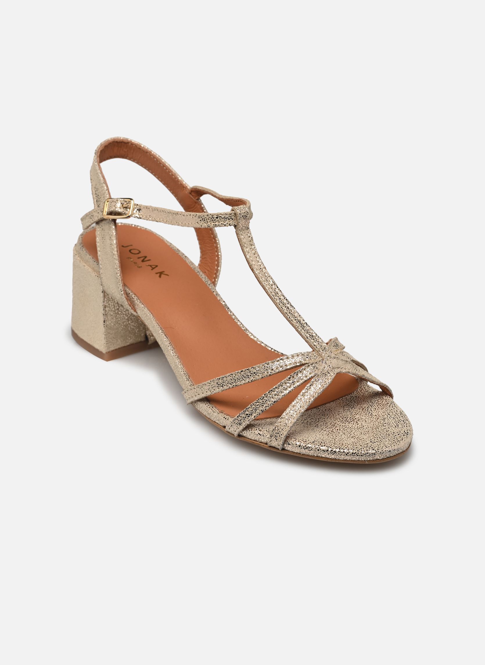 Sandalen met sleehak en plateau ADELIA dames goud en brons Jonak Sandalen met sleehak en plateau ADELIA dames goud en brons Platine