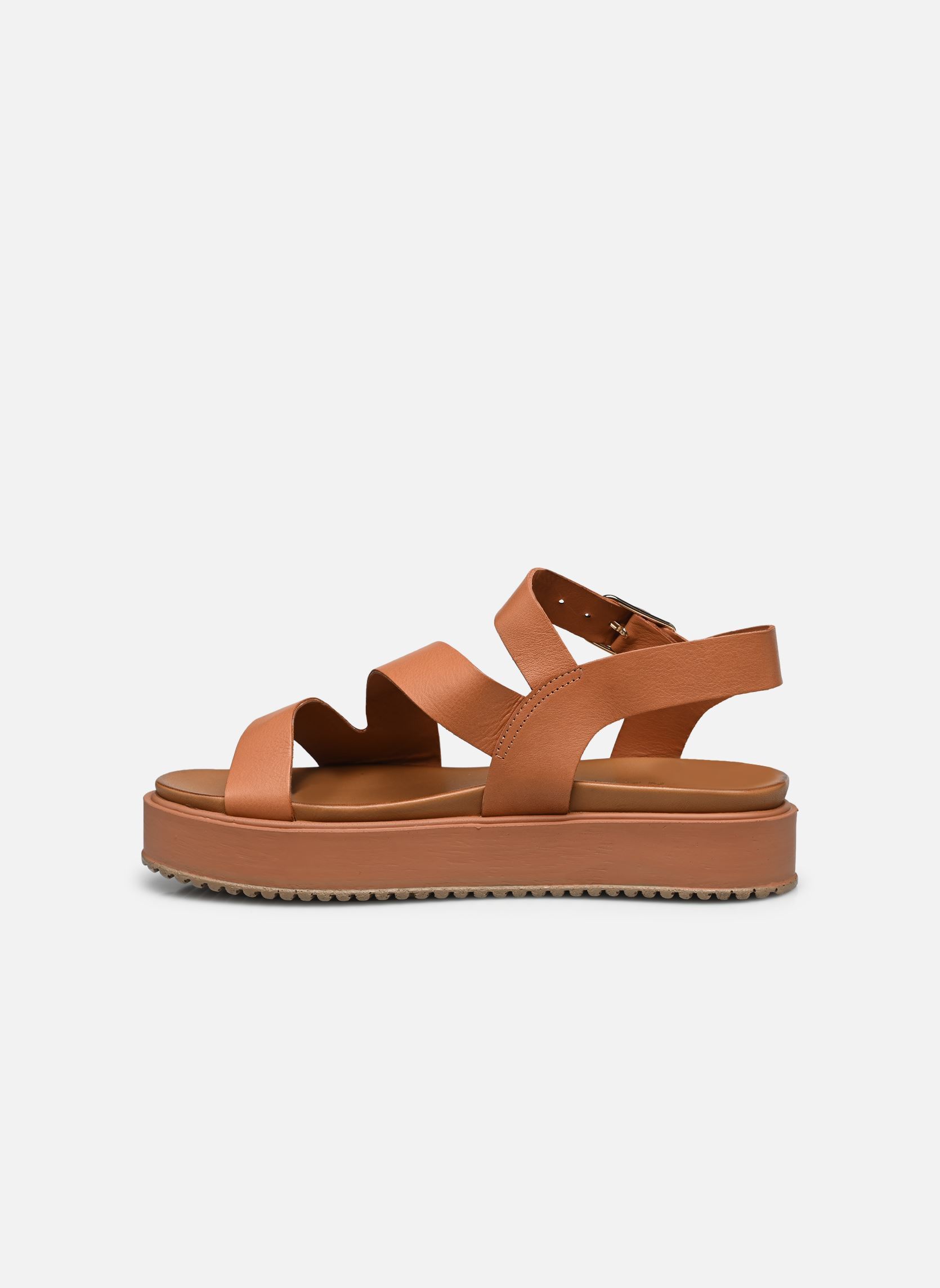 Sandalen met sleehak en plateau ISAURE dames bruin Jonak Sandalen met sleehak en plateau ISAURE dames bruin Camel