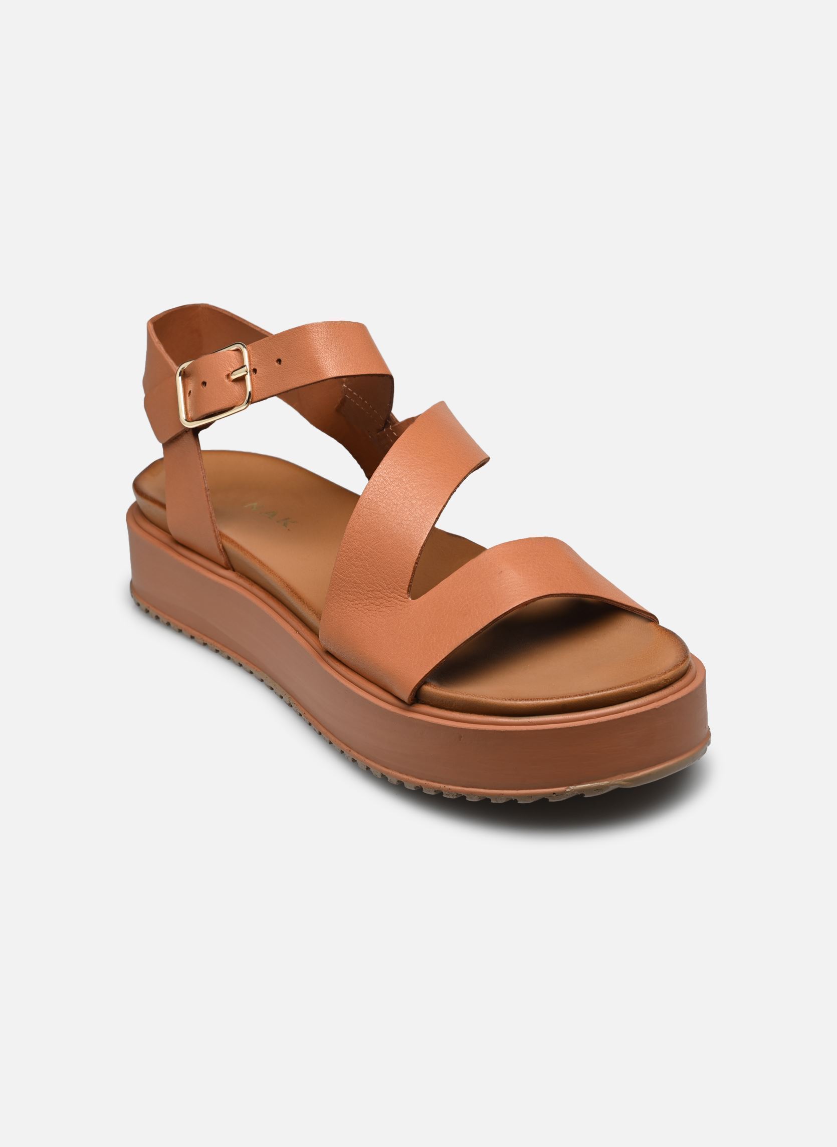Sandalen met sleehak en plateau ISAURE dames bruin Jonak Sandalen met sleehak en plateau ISAURE dames bruin Camel