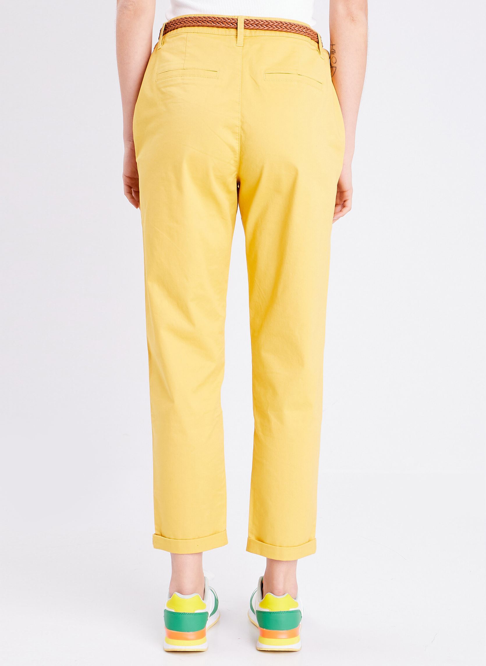 Pantalons droit CHINO-SICO femme jaune Cache Cache Pantalons droit CHINO-SICO femme jaune RATTAN