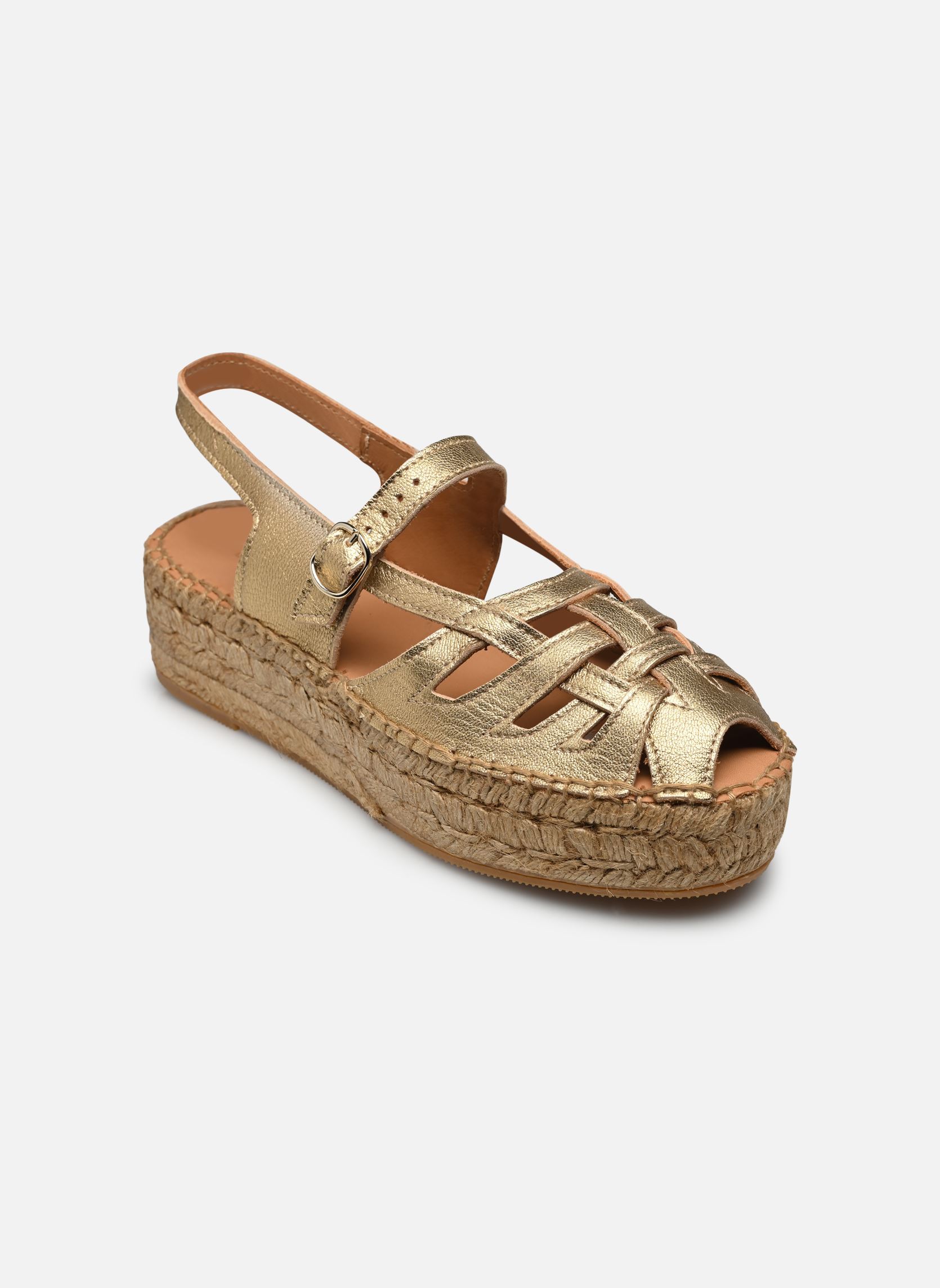 Naguisa Espadrillas con zeppa e plateau Thalis Double donna oro