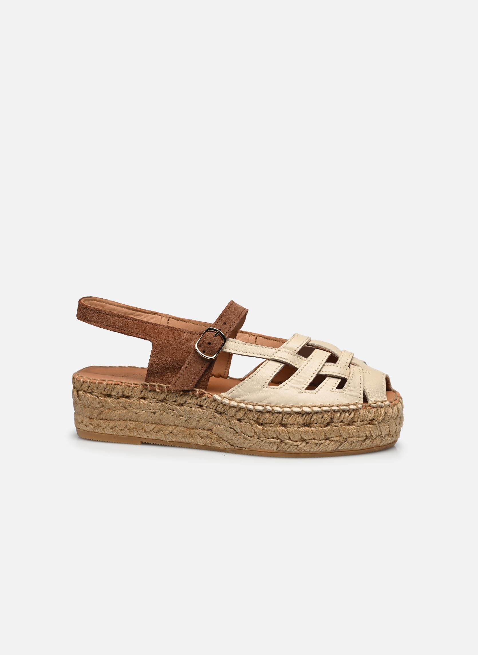 Espadrilles met sleehak en plateau Thalis Double dames wit Naguisa Espadrilles met sleehak en plateau Thalis Double dames wit ECRU BROWN