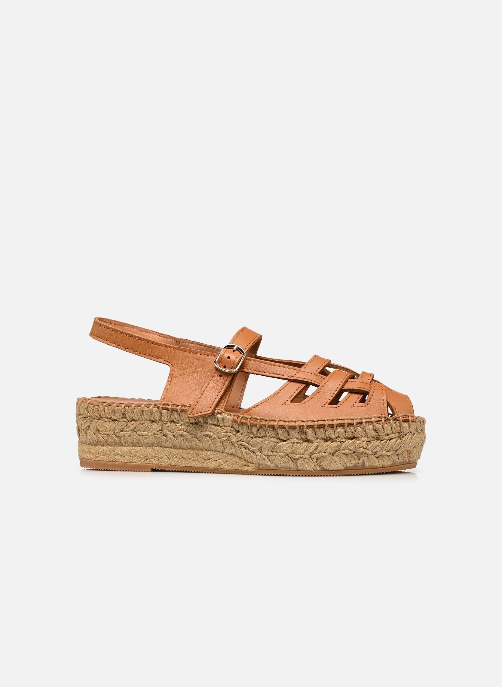 Espadrilles met sleehak en plateau Thalis Double dames beige Naguisa Espadrilles met sleehak en plateau Thalis Double dames beige LIGHT BROWN