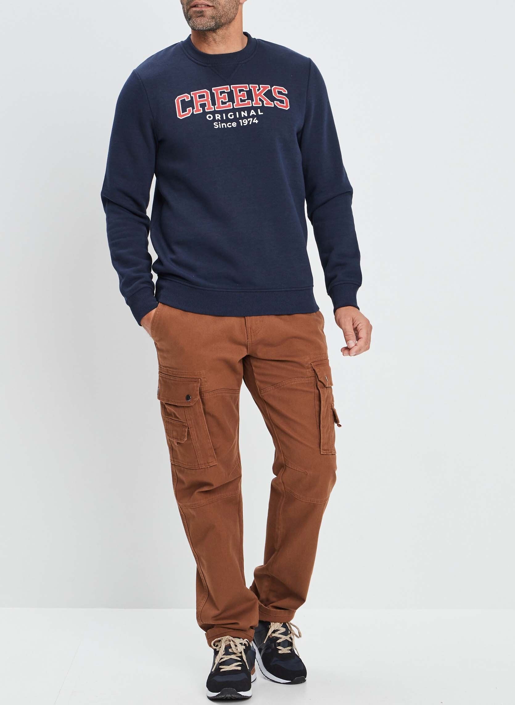 Truien Cre1Shaggy_Originrougeb heren blauw CREEKS Truien Cre1Shaggy_Originrougeb heren blauw Bleu marine