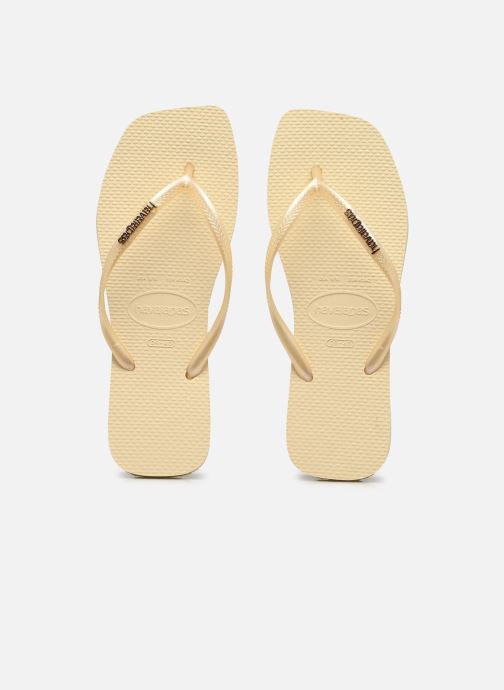 Havaianas Slippers Slim Square Logo Metallic dames beige