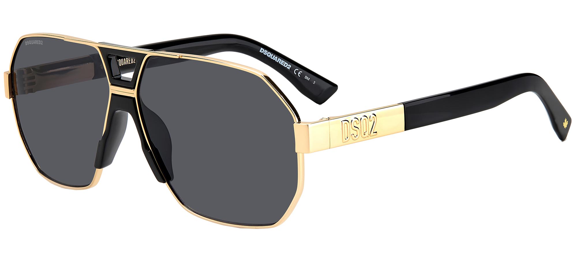 Lunettes De Soleil Dsquared2 D2 0012/S - Monture Noire Carrée Acétate, Verres Gris, Neuf Avec étiquette