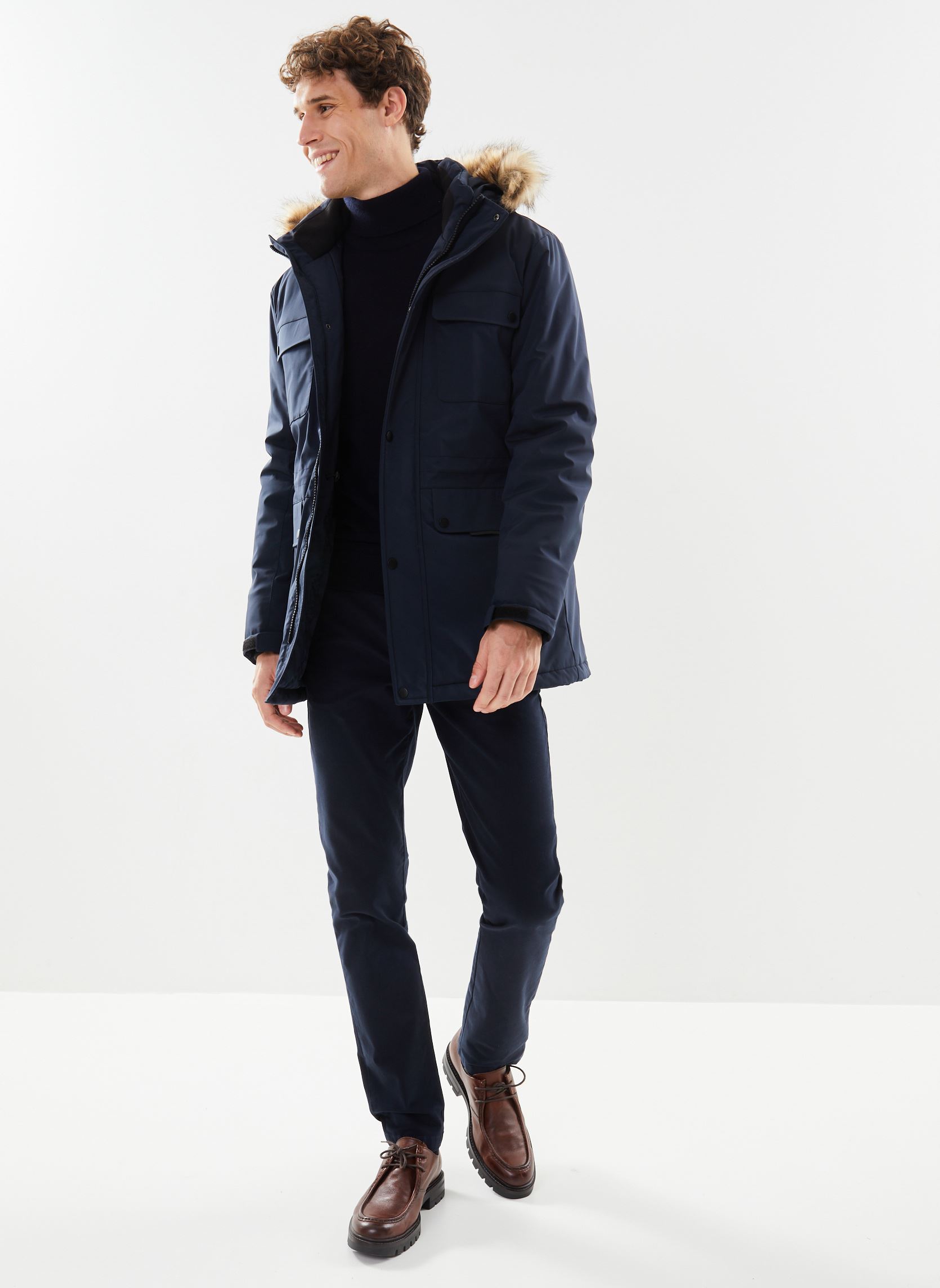 Winterjas VICTORR parka heren blauw Marvin&Co Winterjas VICTORR parka heren blauw NIGHT SKY