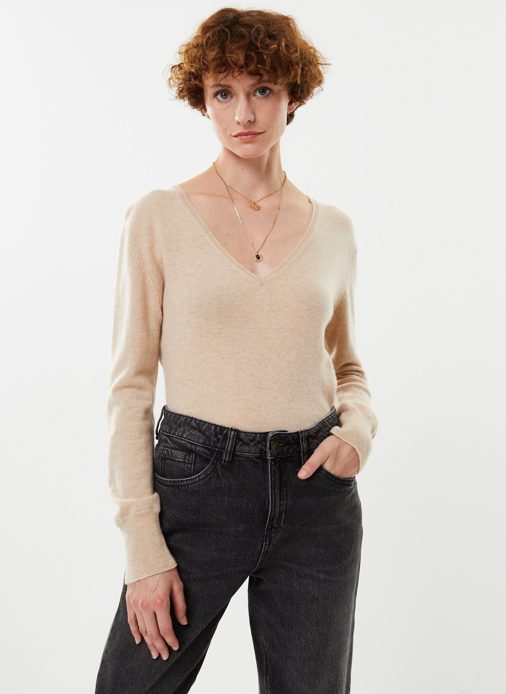 Pullover GABRIELLE cachemire damen beige Georgia Rose Pullover GABRIELLE cachemire damen beige CAPPUCCINO