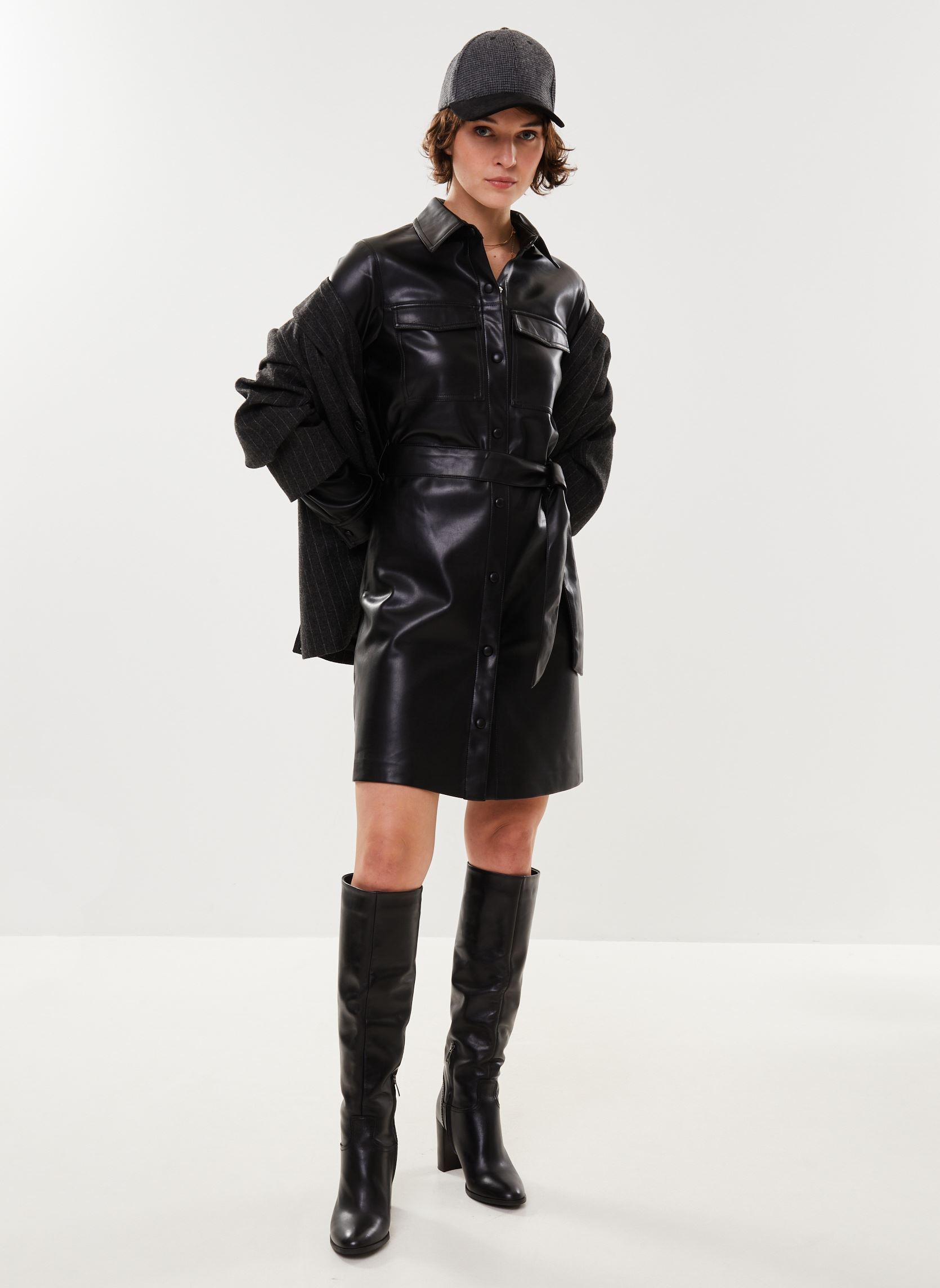 Robes Chemise FG-RO-TULINE-F femme noir La Fée Maraboutée Robes Chemise FG-RO-TULINE-F femme noir NOIR