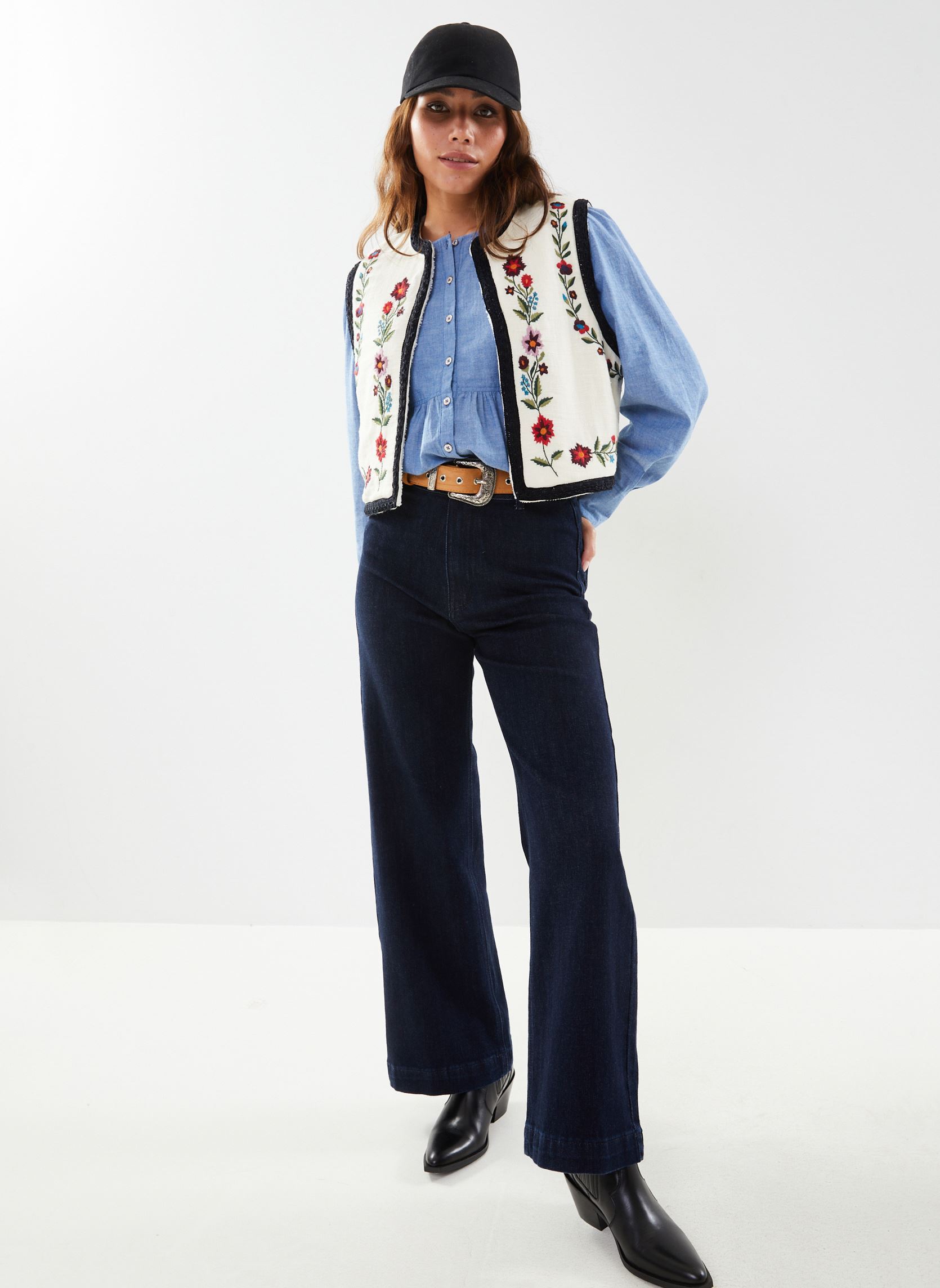 Chemises manches longues Chemise Haley femme bleu Stella Forest Chemises manches longues Chemise Haley femme bleu DENIM