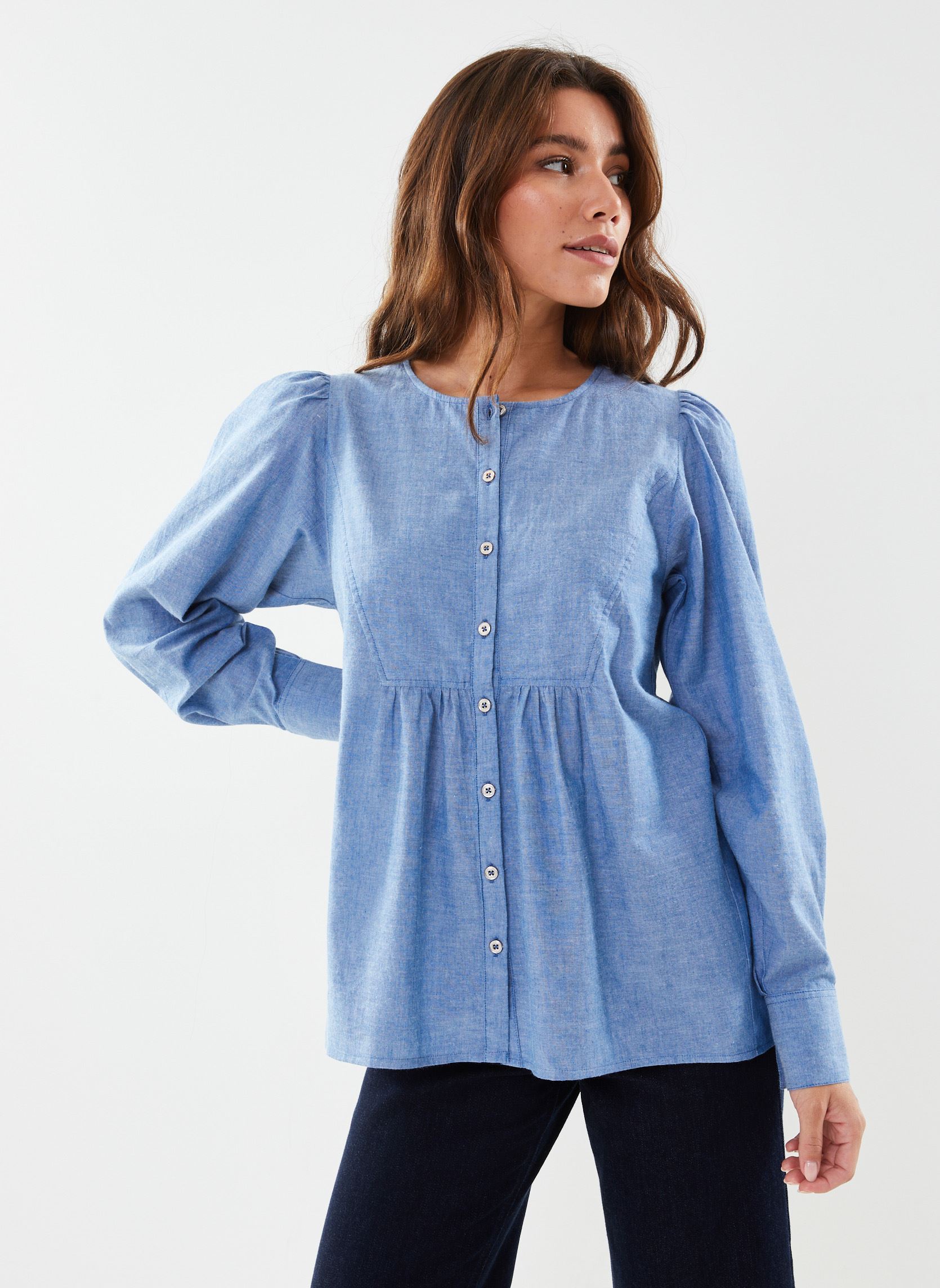 Chemises manches longues Chemise Haley femme bleu Stella Forest Chemises manches longues Chemise Haley femme bleu DENIM