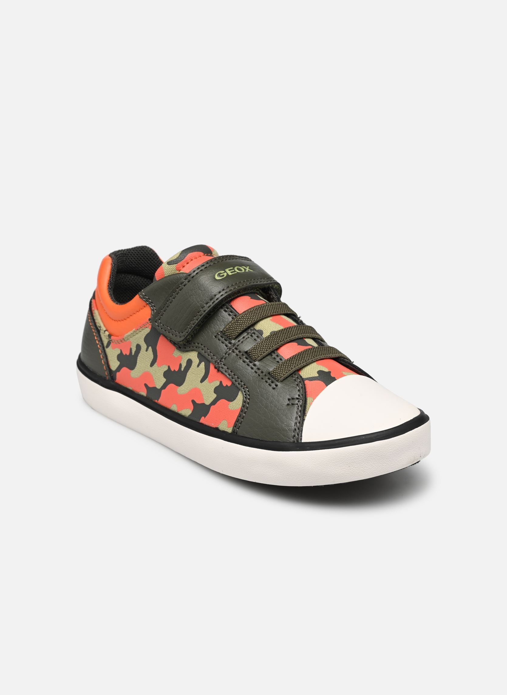 Niedrige Sneaker J GISLI BOY 1 jungen grün Geox Niedrige Sneaker J GISLI BOY 1 jungen grün MILITAIRE/ORANGE