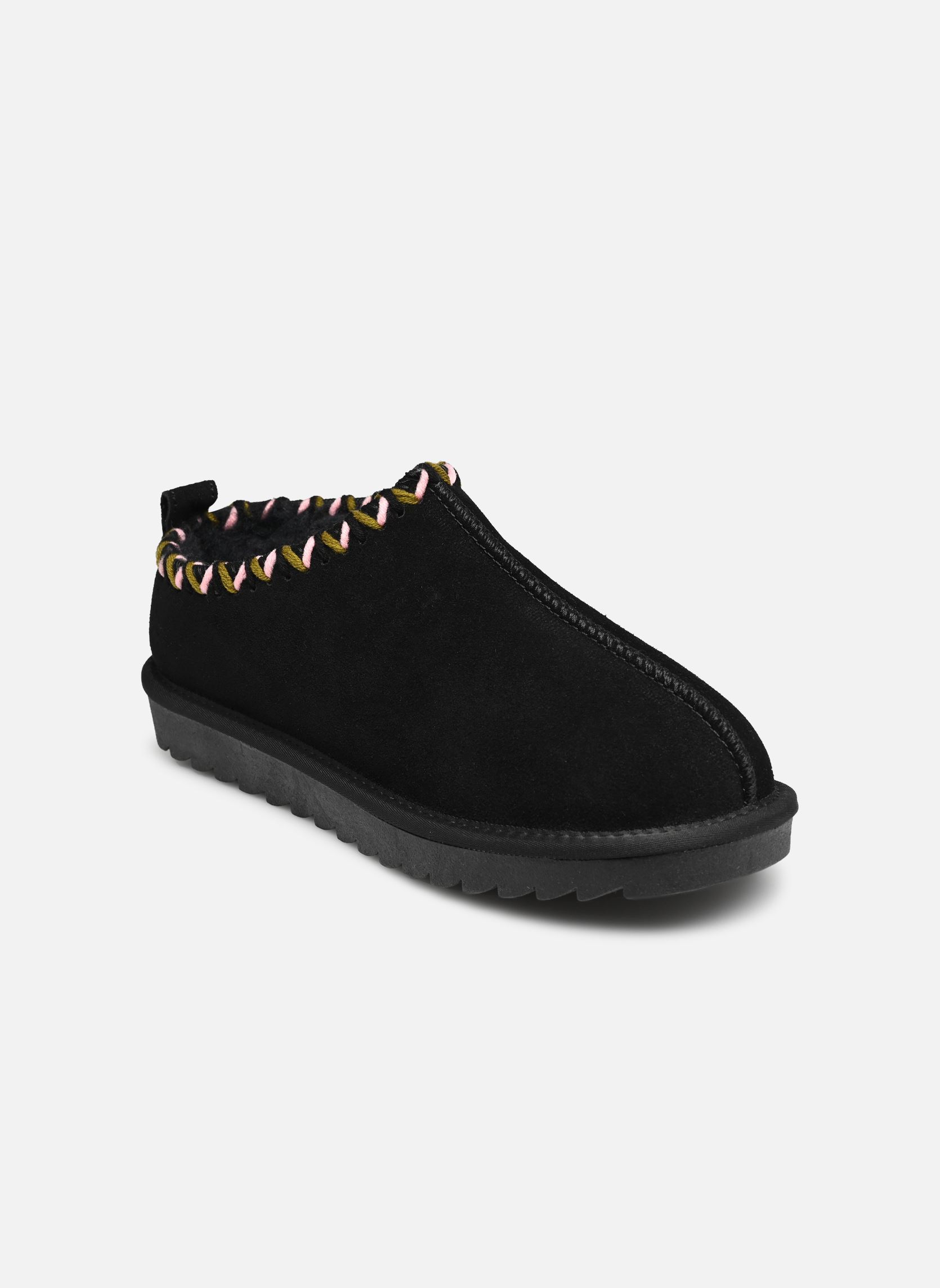 Hausschuhe Sabot in suede with stitchings damen schwarz Colors of California Hausschuhe Sabot in suede with stitchings damen schwarz BLACK