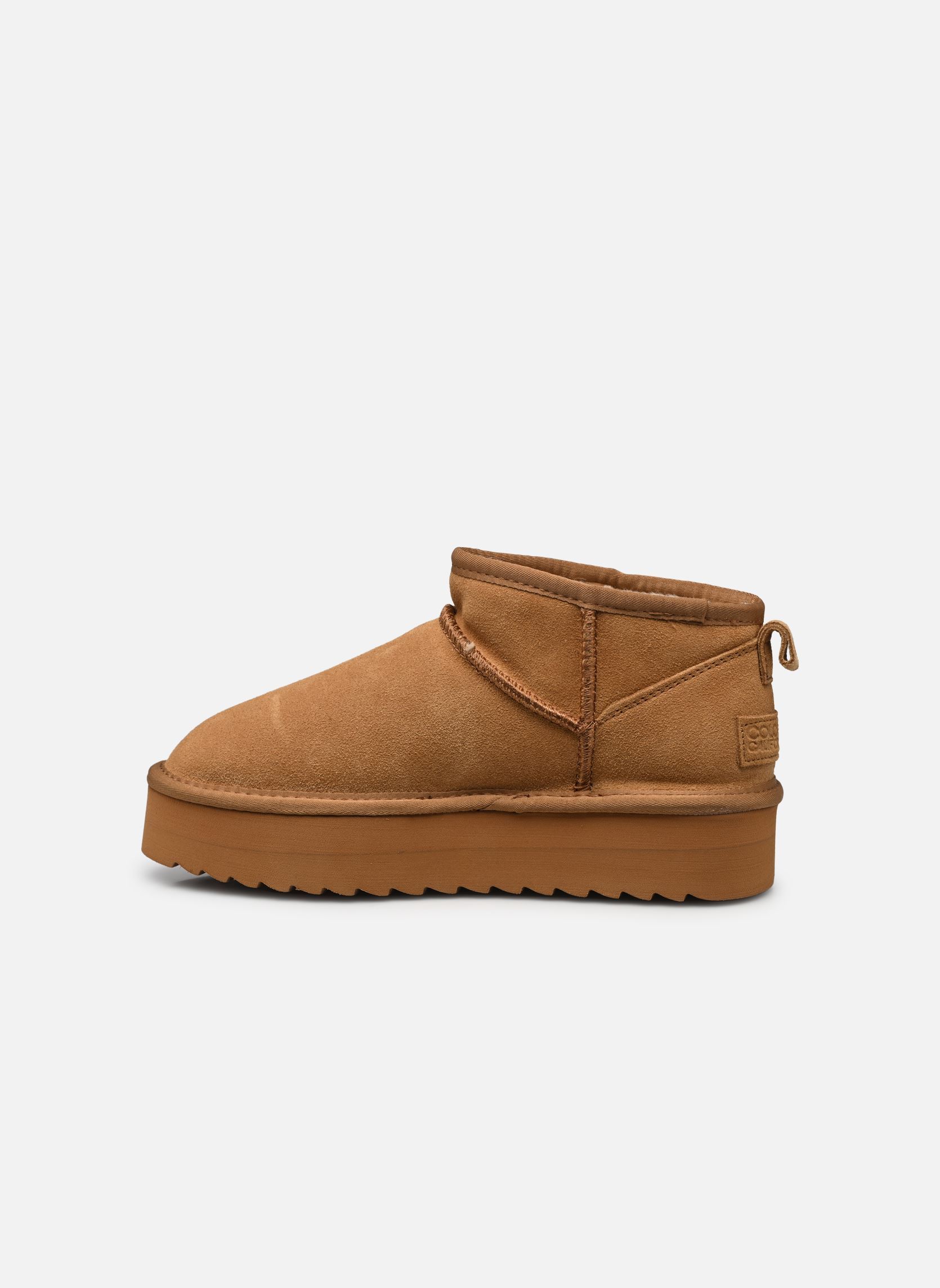 Gevoerde enkellaarsjes Platfrom winter boot in suede dames beige Colors of California Gevoerde enkellaarsjes Platfrom winter boot in suede dames beige Tan