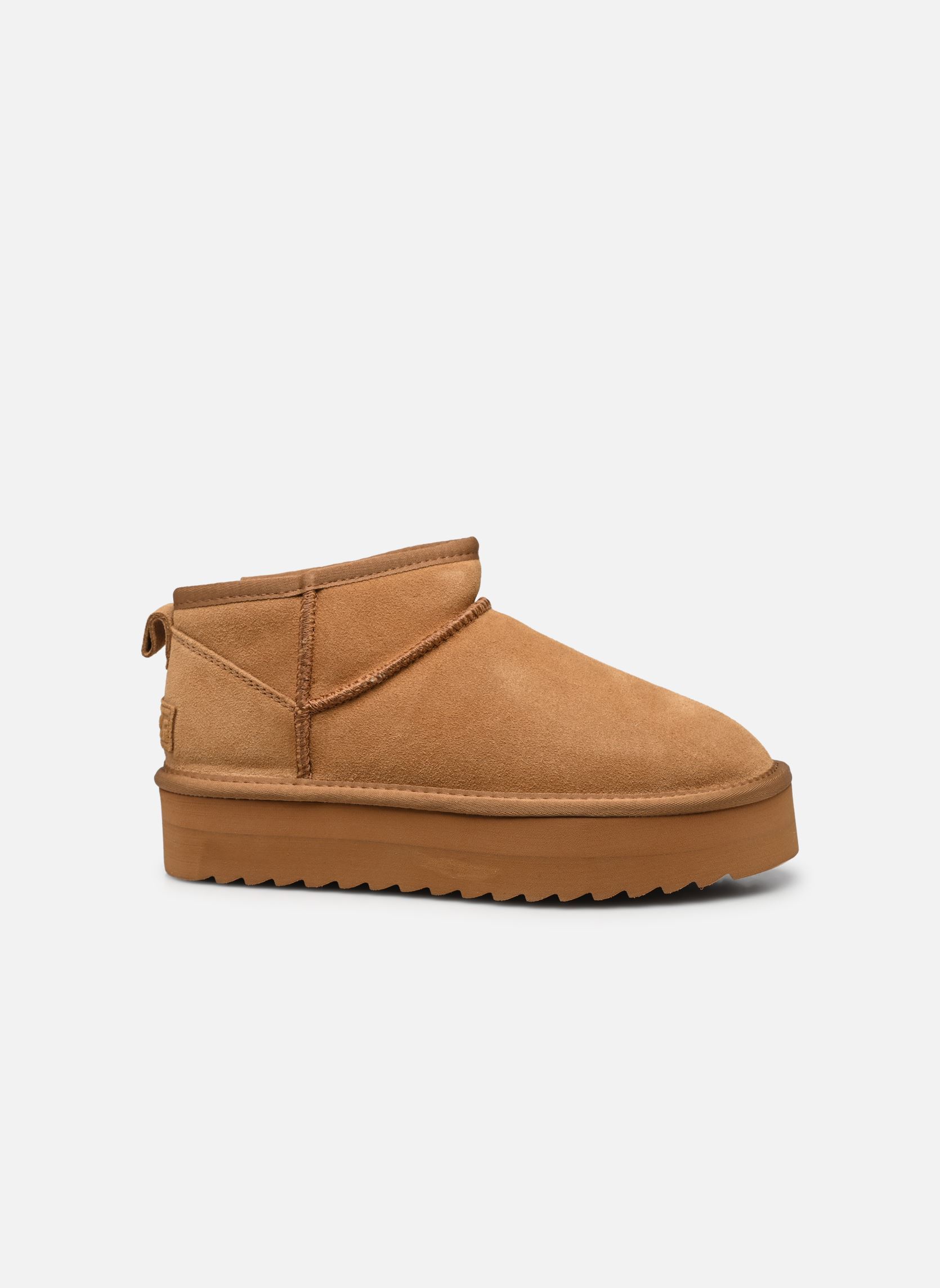 Gevoerde enkellaarsjes Platfrom winter boot in suede dames beige Colors of California Gevoerde enkellaarsjes Platfrom winter boot in suede dames beige Tan