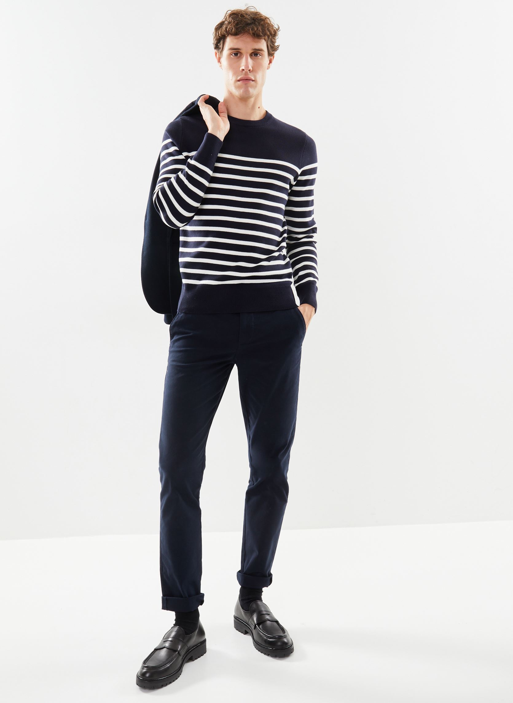 Pulls GARRY marinière homme bleu Marvin&Co Pulls GARRY marinière homme bleu NIGHT SKY