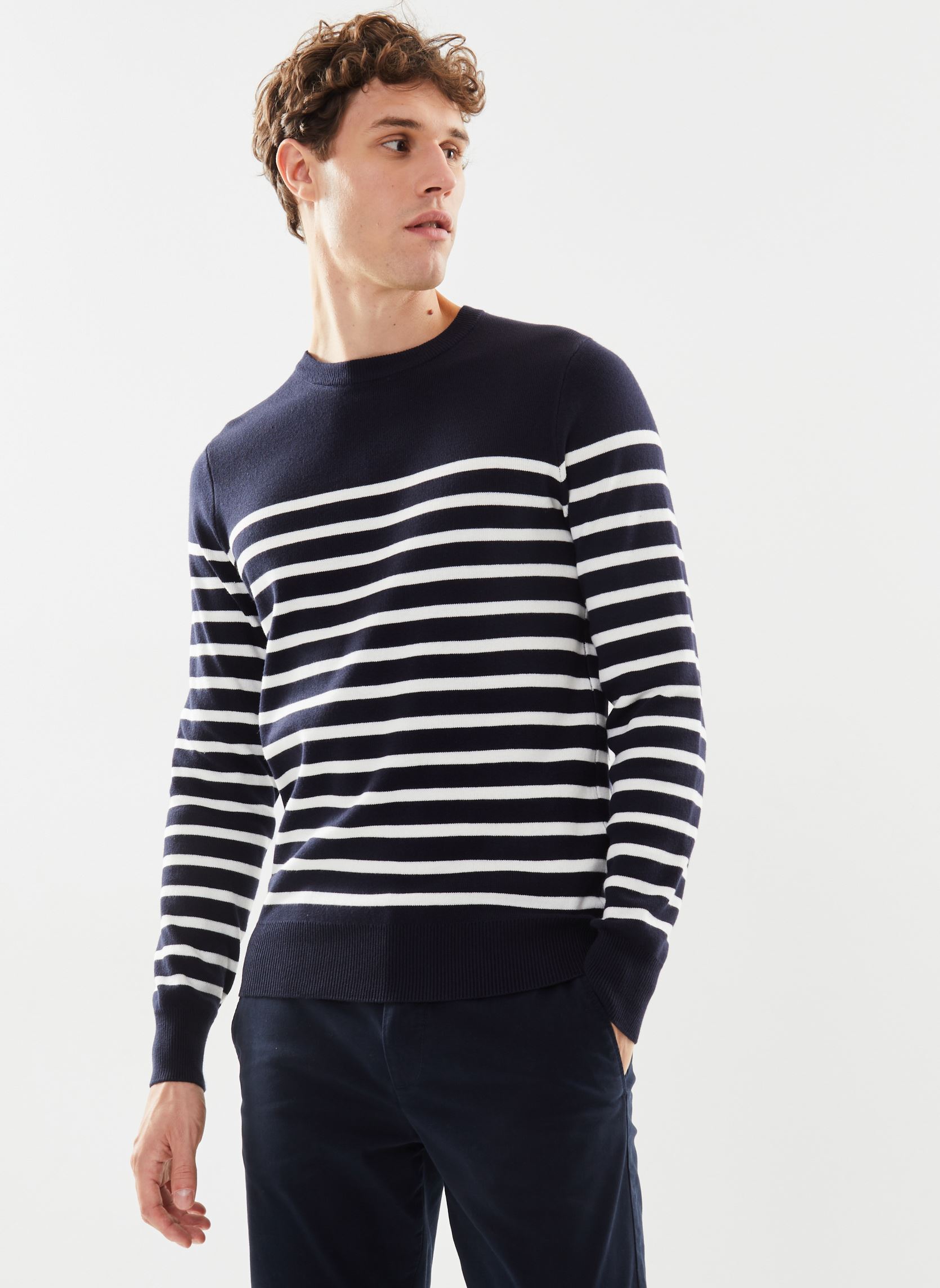 Pulls GARRY marinière homme bleu Marvin&Co Pulls GARRY marinière homme bleu NIGHT SKY