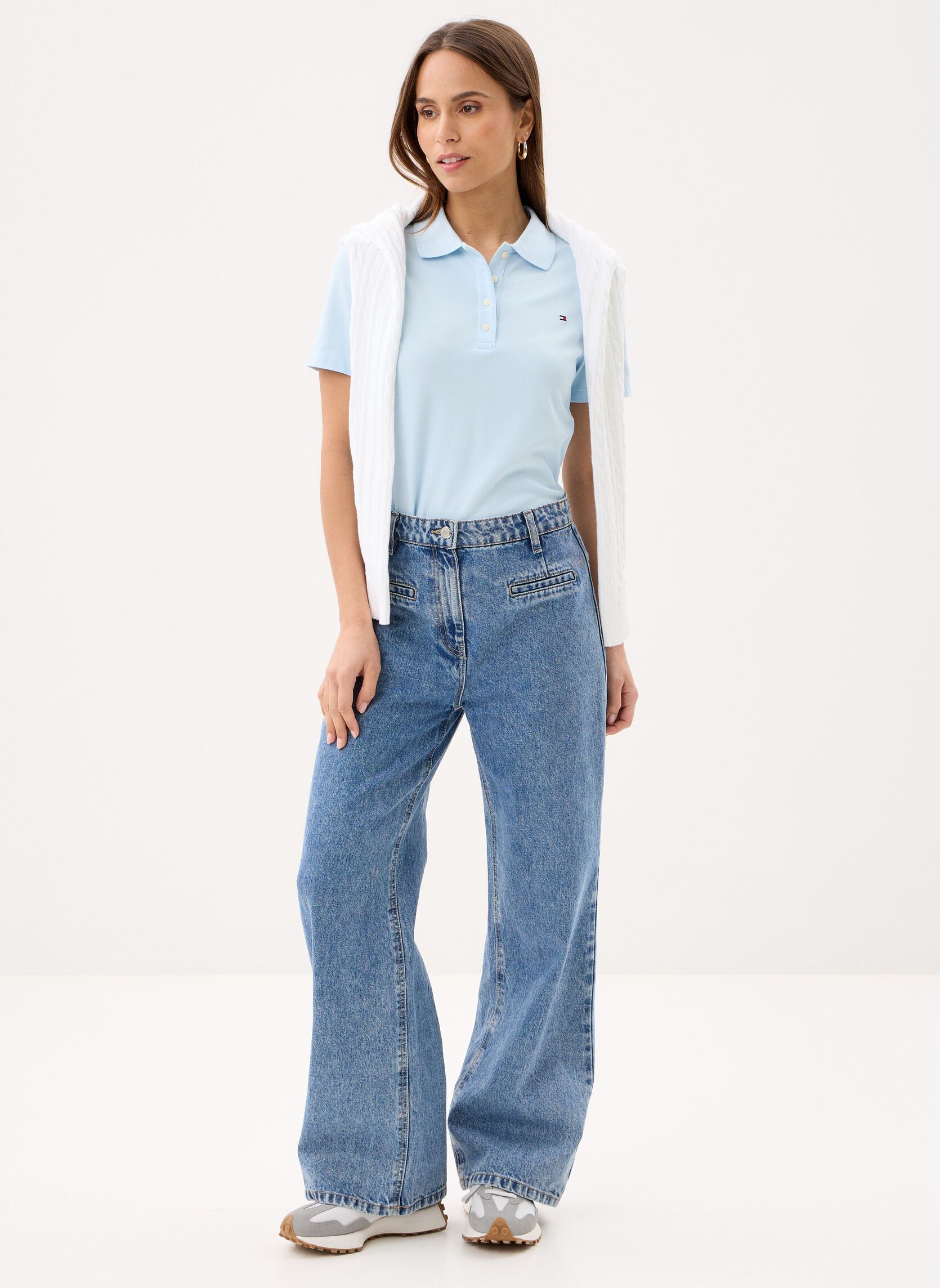 Kurzarm-Poloshirts 1985 Slim Pique Polo damen blau Tommy Hilfiger Kurzarm-Poloshirts 1985 Slim Pique Polo damen blau KEEPSAKE BLUE