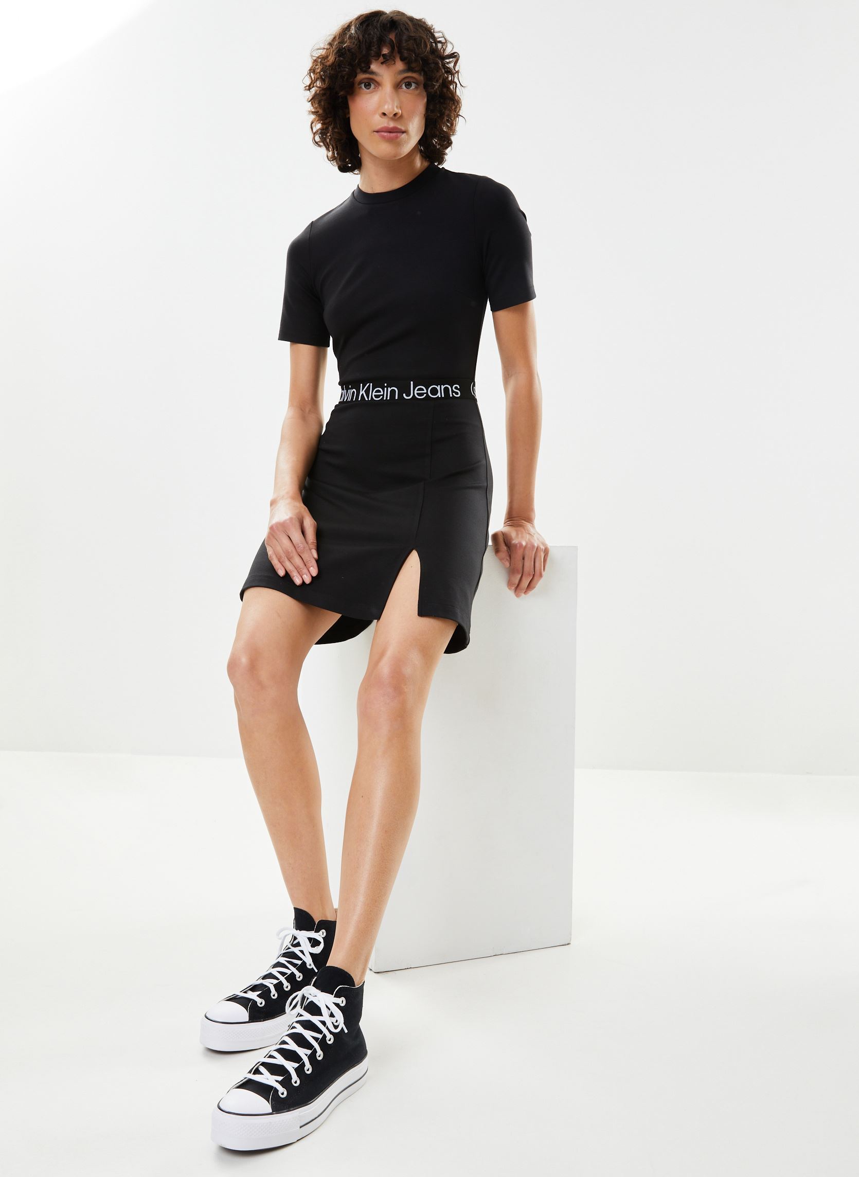 Kleider Tape Milano Short Sl damen schwarz Calvin Klein Jeans Kleider Tape Milano Short Sl damen schwarz CK BLACK