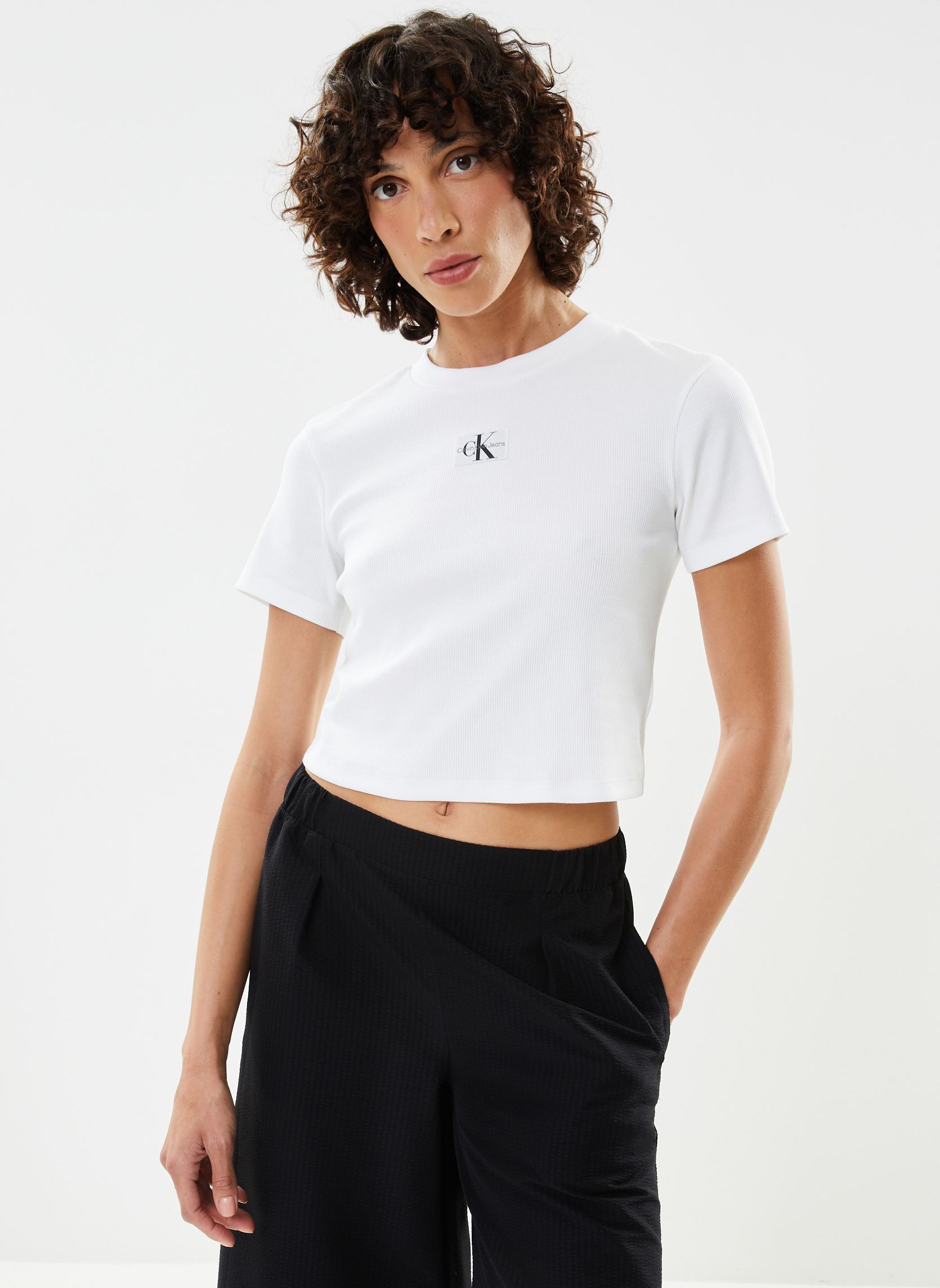 Vêtements Calvin Klein Jeans Badge Rib Short Slee pour Accessoires