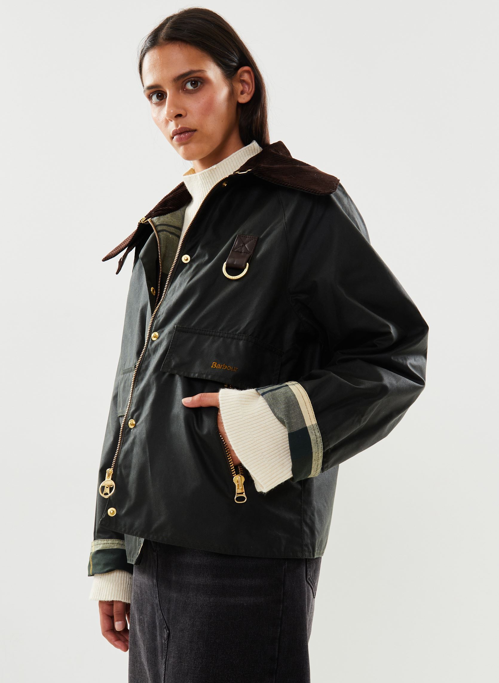 Barbour Parkas Veste Catton Wax femme vert Sarenza France