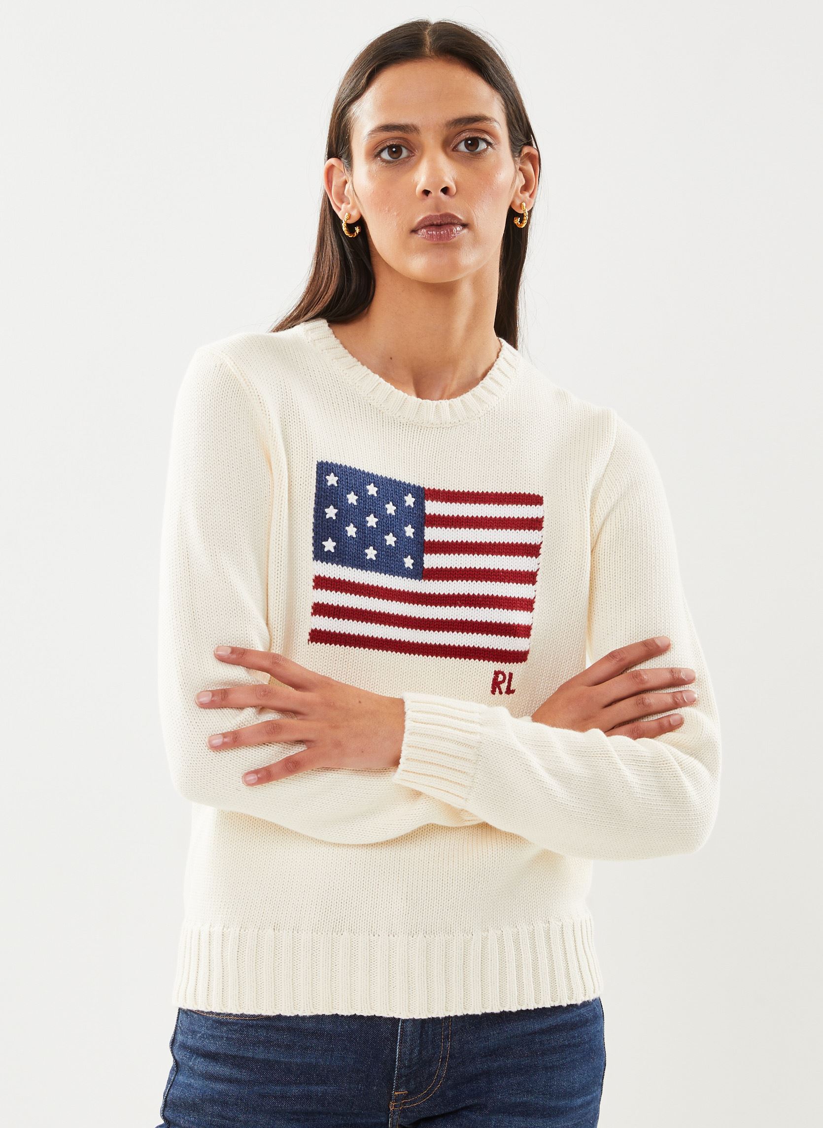 Vêtements Polo Ralph Lauren Pull drapeau à col rond en coton pour Accessoires