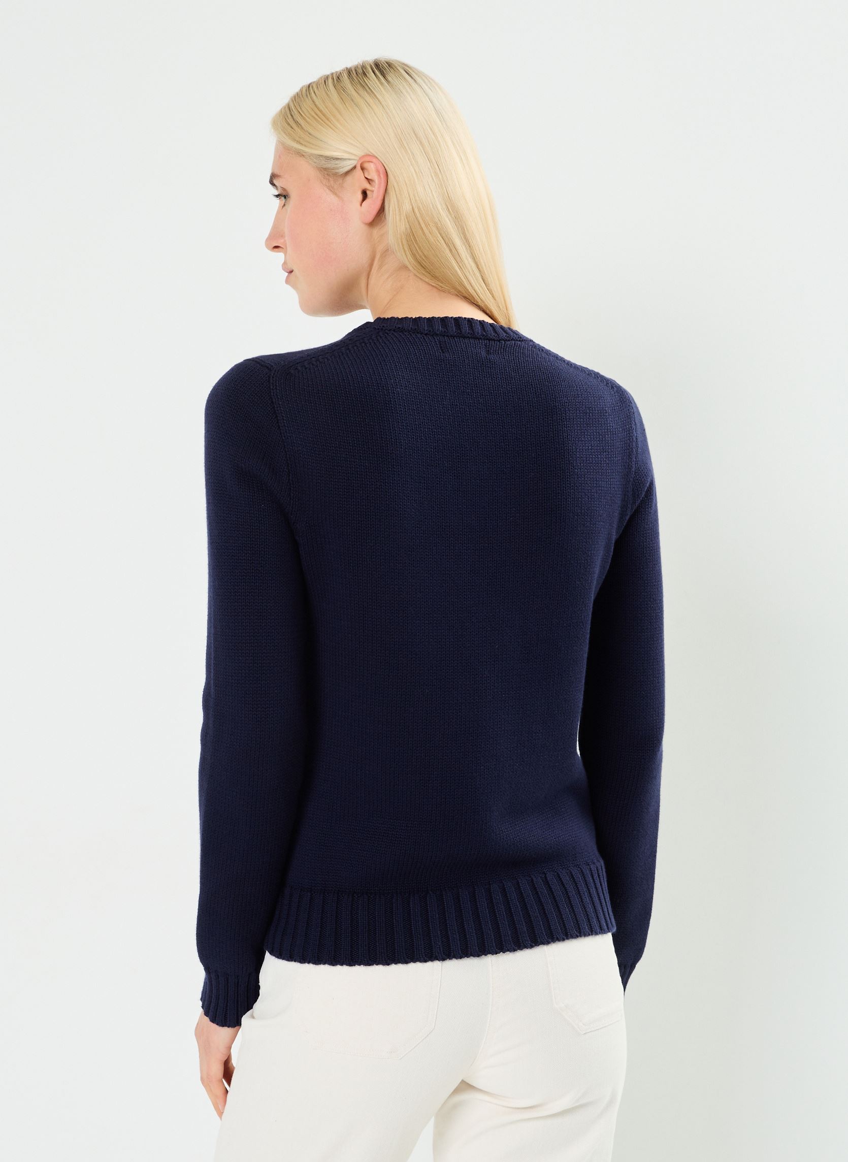 Pullover Pull drapeau à col rond en coton damen blau Polo Ralph Lauren Pullover Pull drapeau à col rond en coton damen blau NAVY