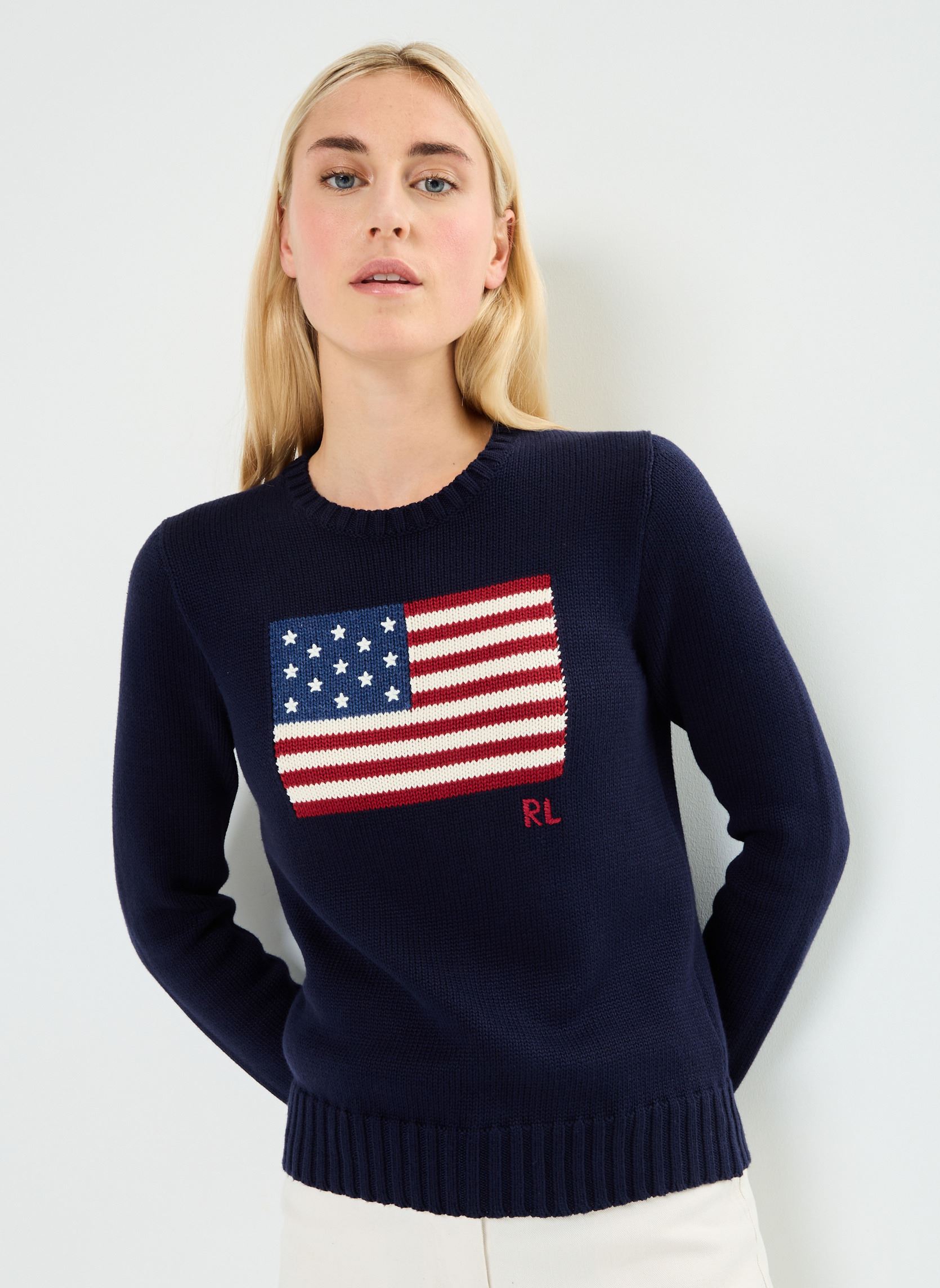Vêtements Polo Ralph Lauren Pull drapeau à col rond en coton pour Accessoires - vue 2